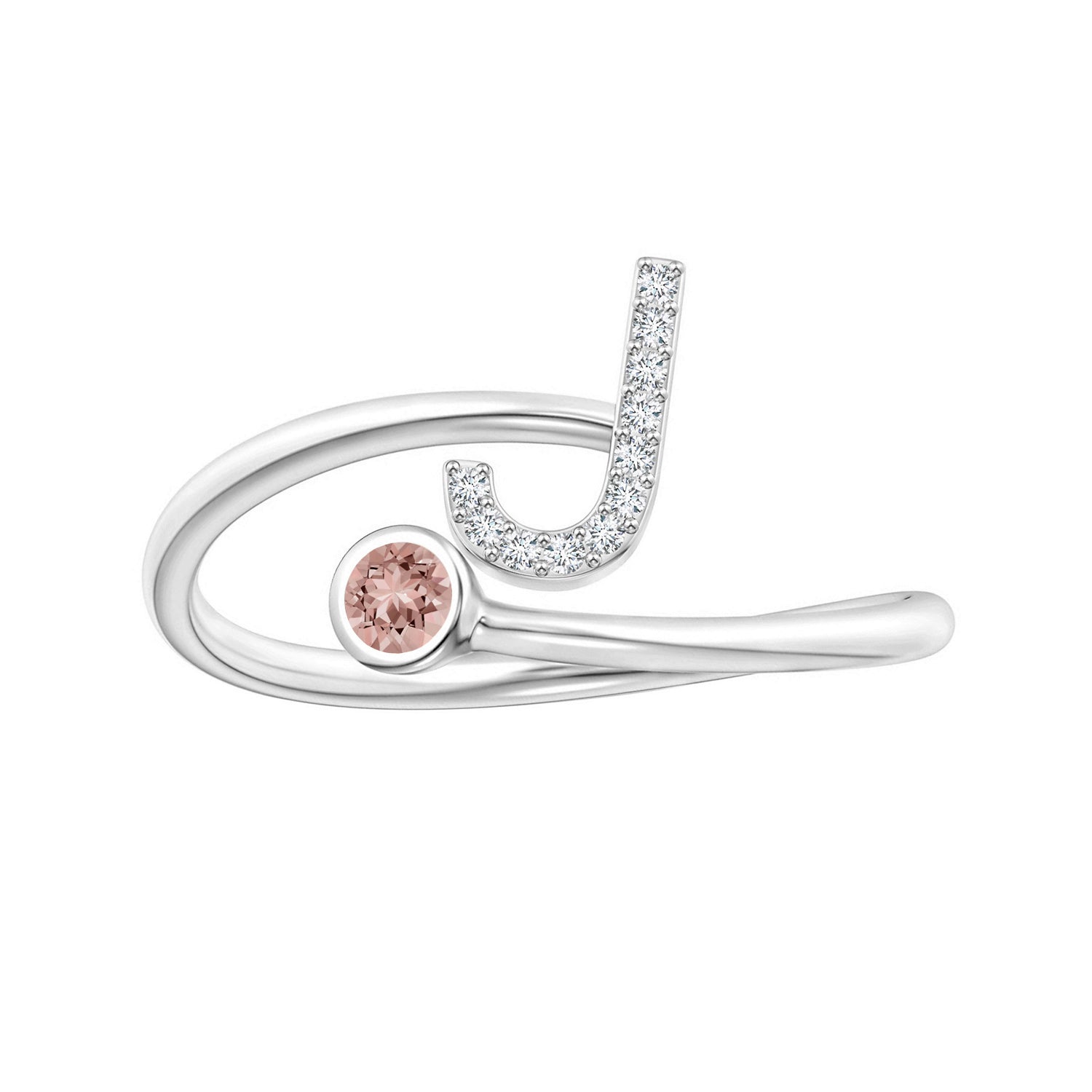 Initials Morganite Alphabet Ring