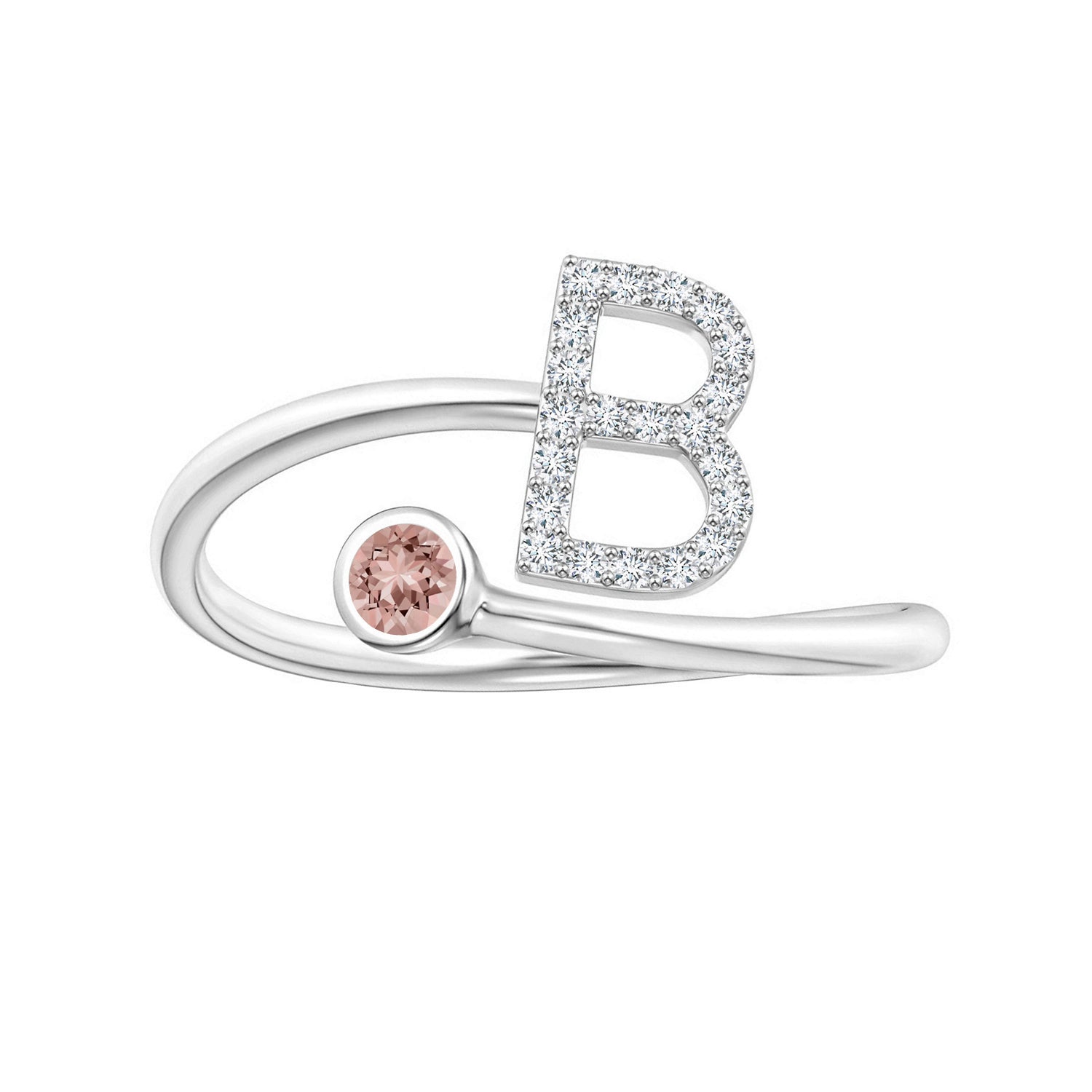 Initials Morganite Alphabet Ring