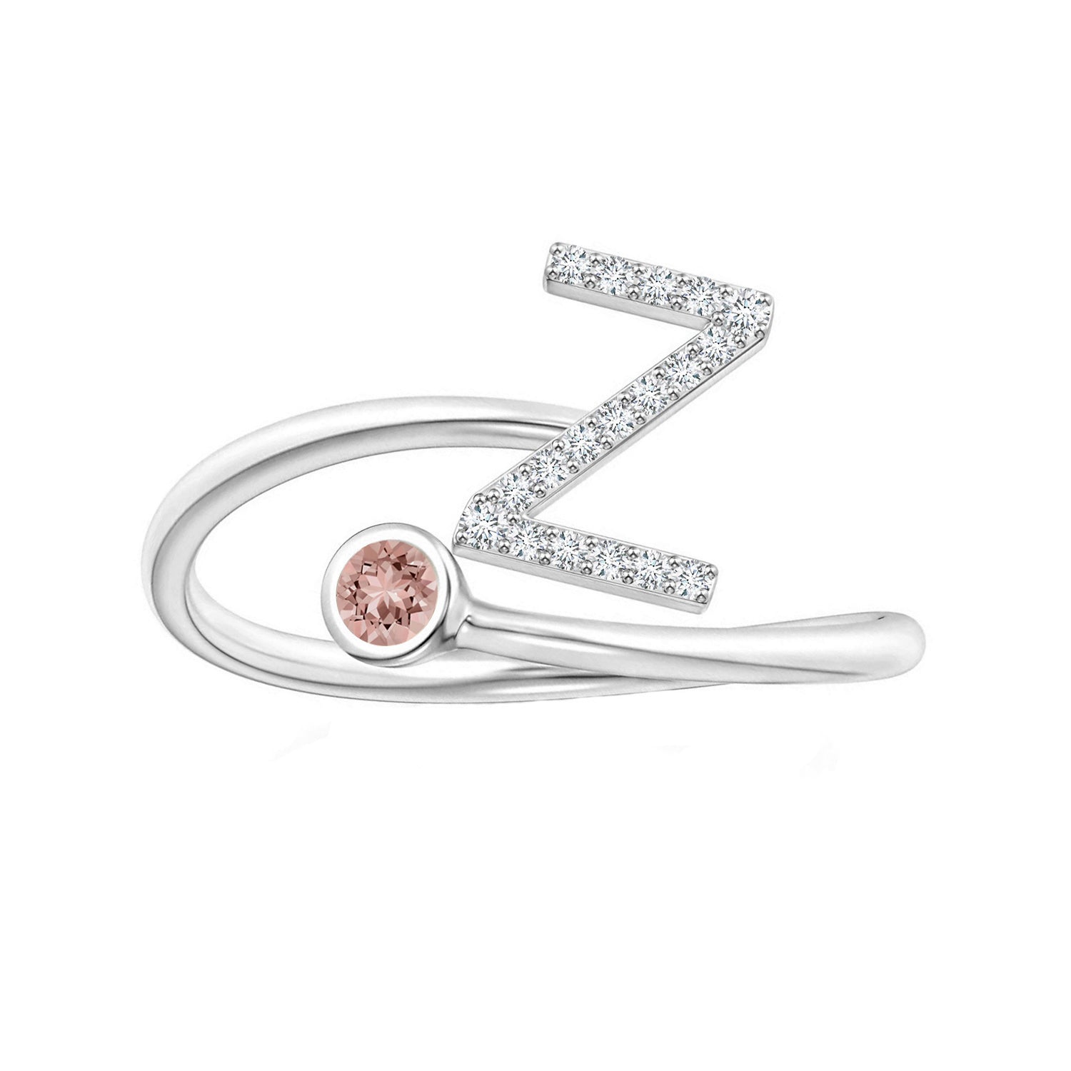Initials Morganite Alphabet Ring
