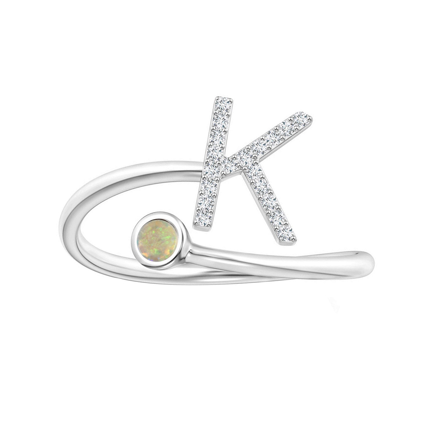 Initials Ethiopian Opal Alphabet Ring
