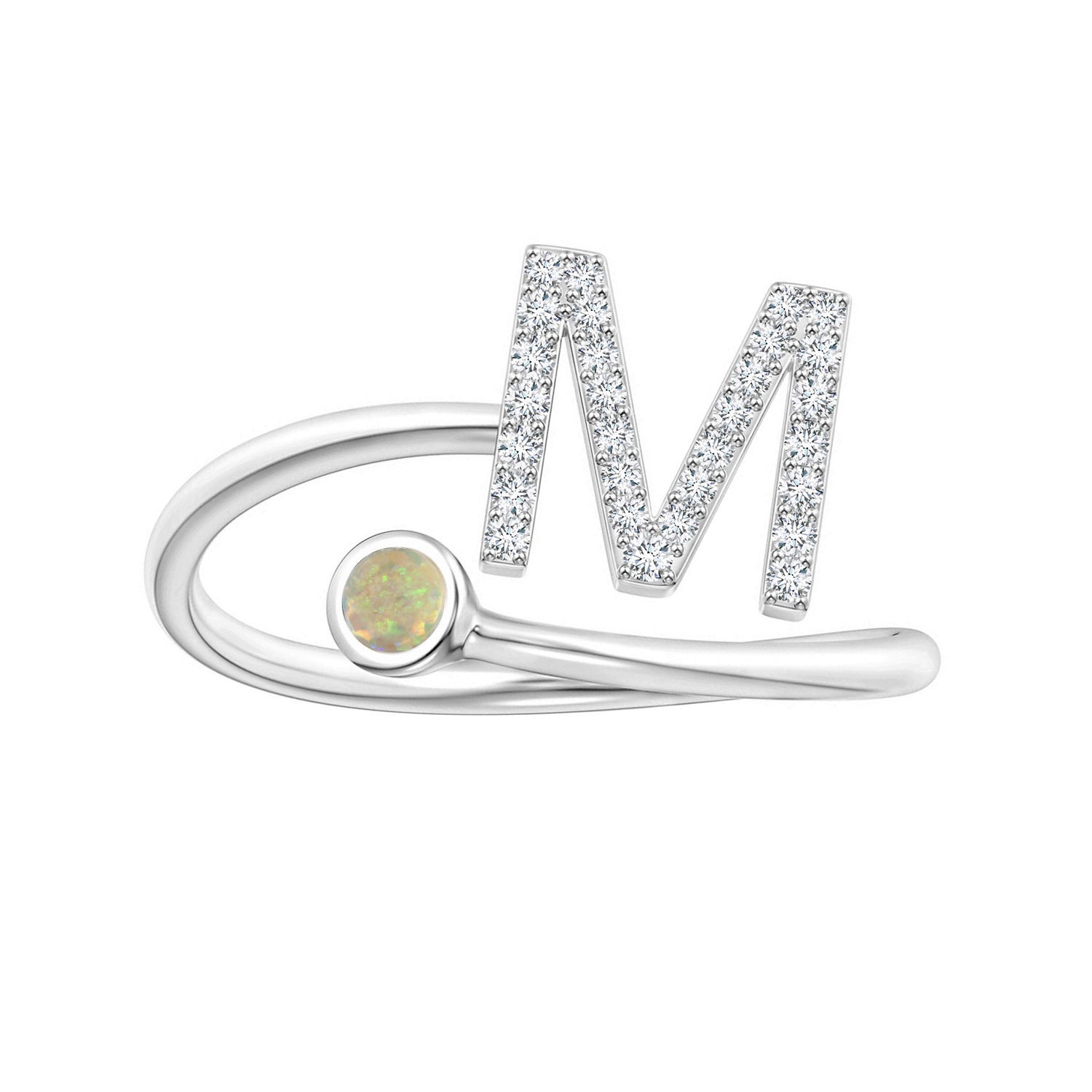 Initials Ethiopian Opal Alphabet Ring