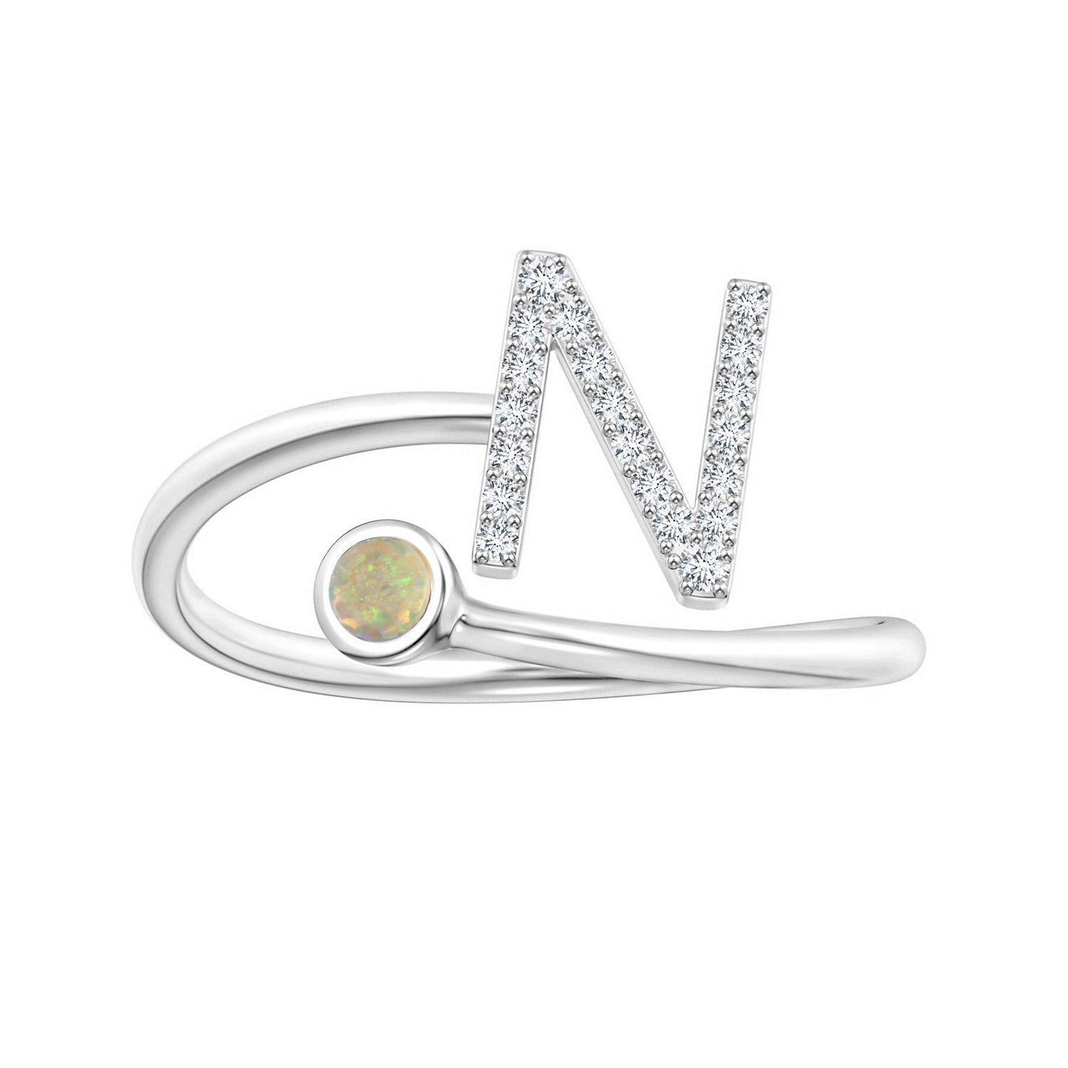 Initials Ethiopian Opal Alphabet Ring