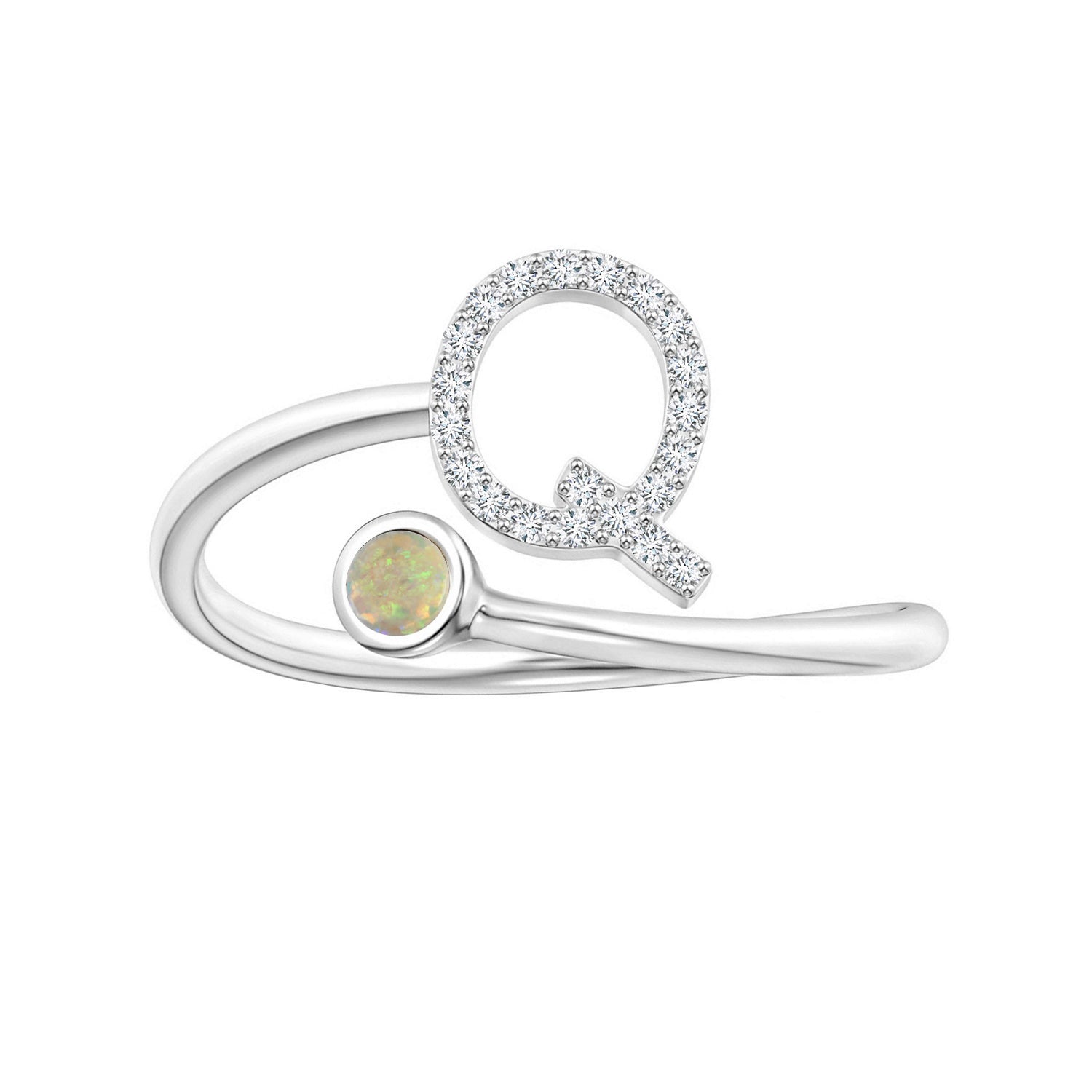 Initials Ethiopian Opal Alphabet Ring