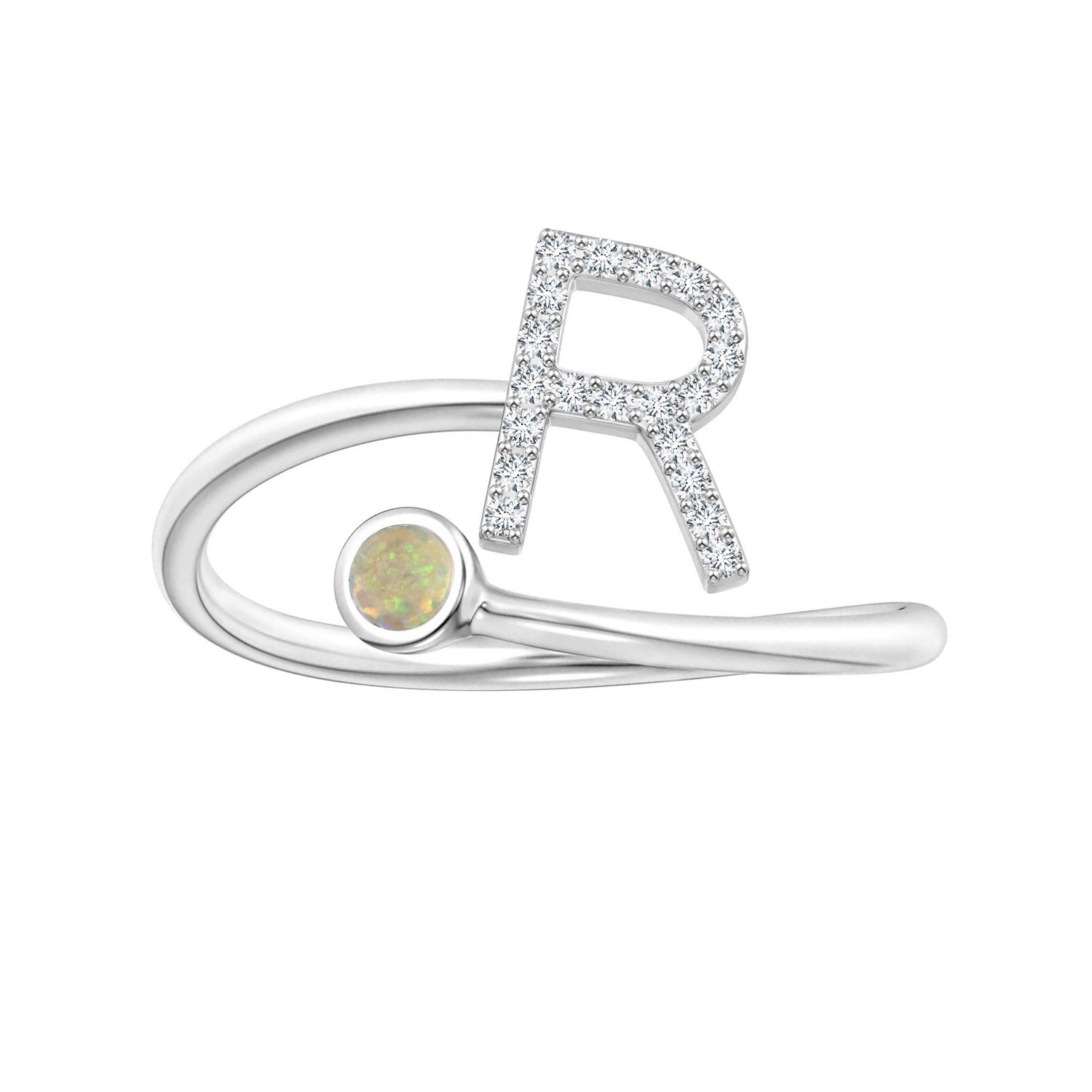 Initials Ethiopian Opal Alphabet Ring