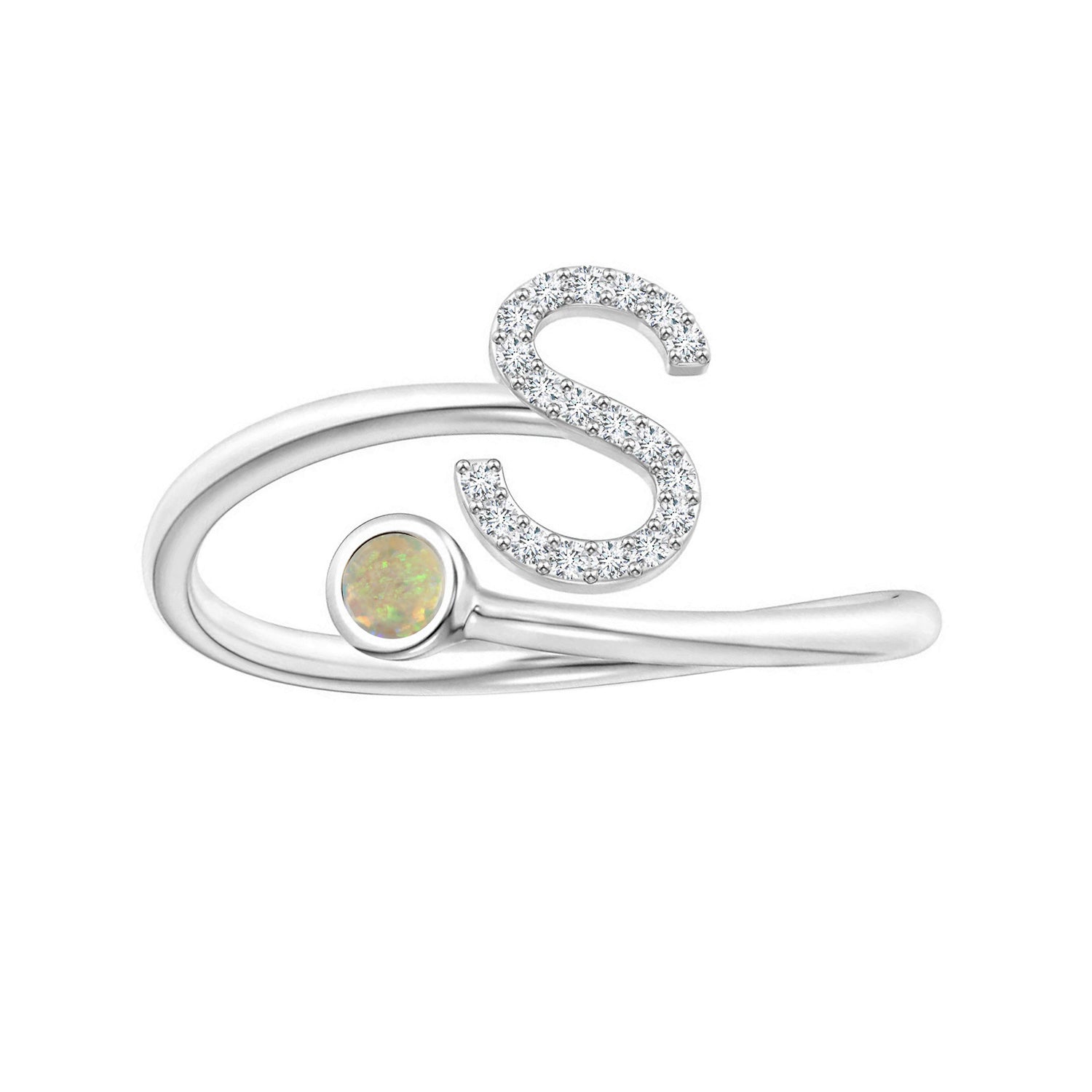Initials Ethiopian Opal Alphabet Ring