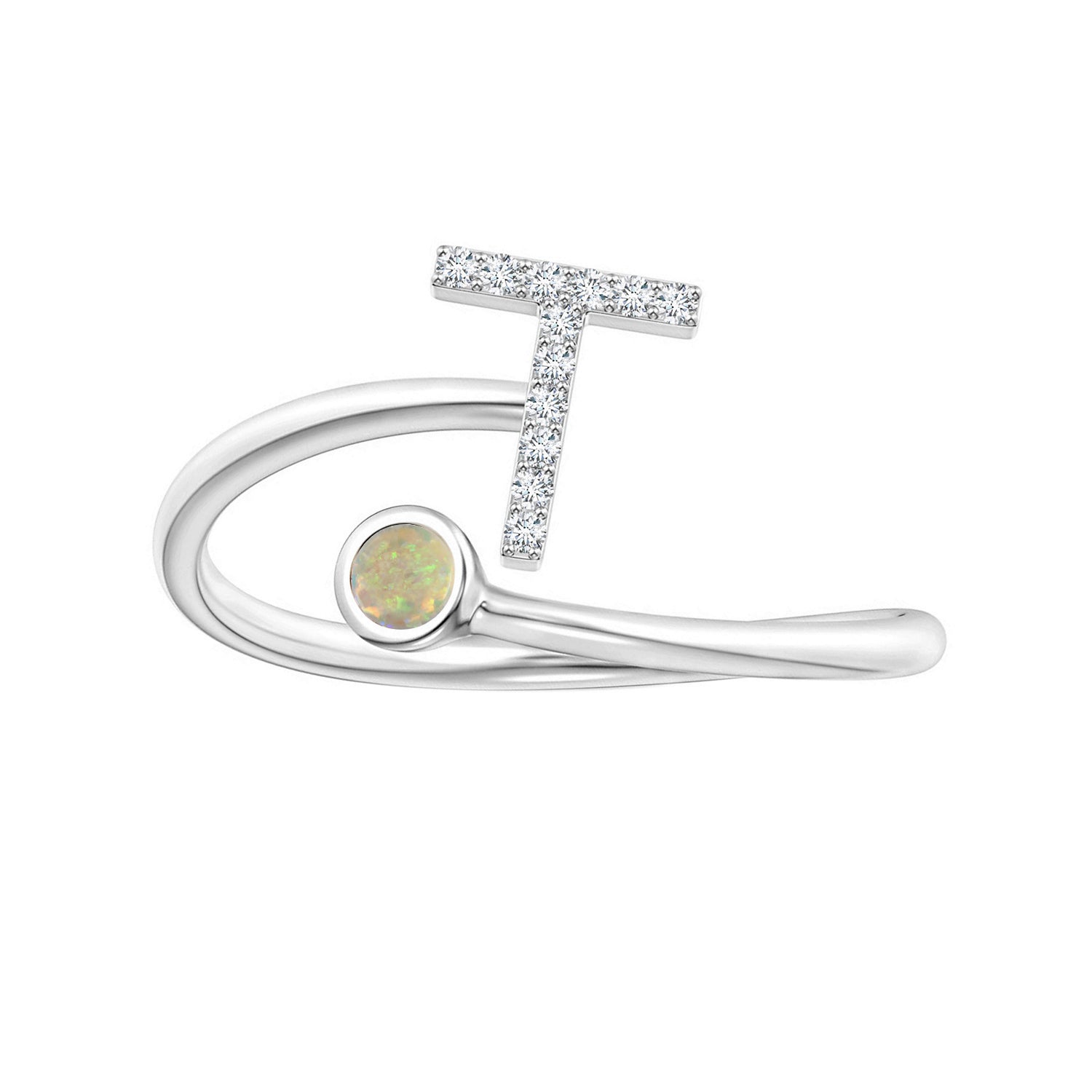 Initials Ethiopian Opal Alphabet Ring