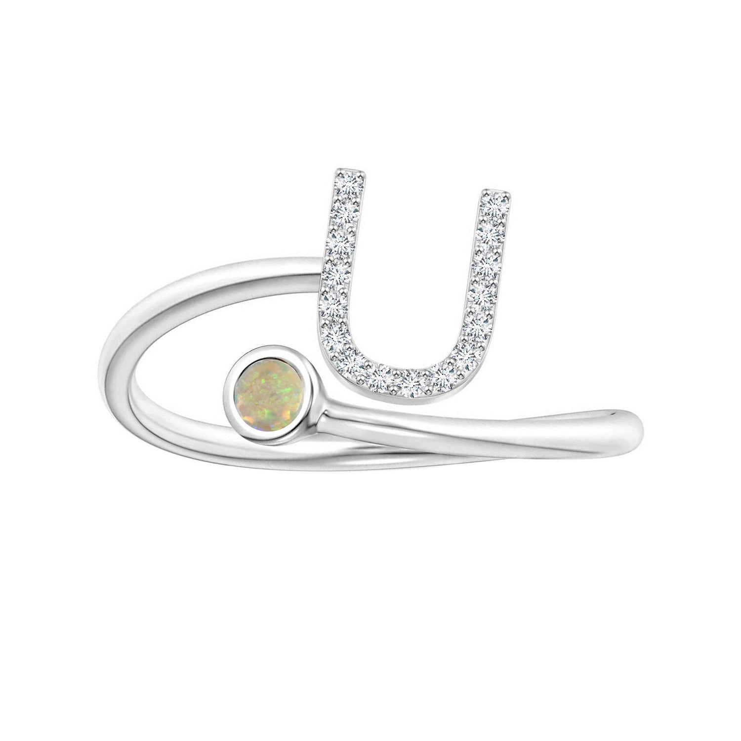 Initials Ethiopian Opal Alphabet Ring