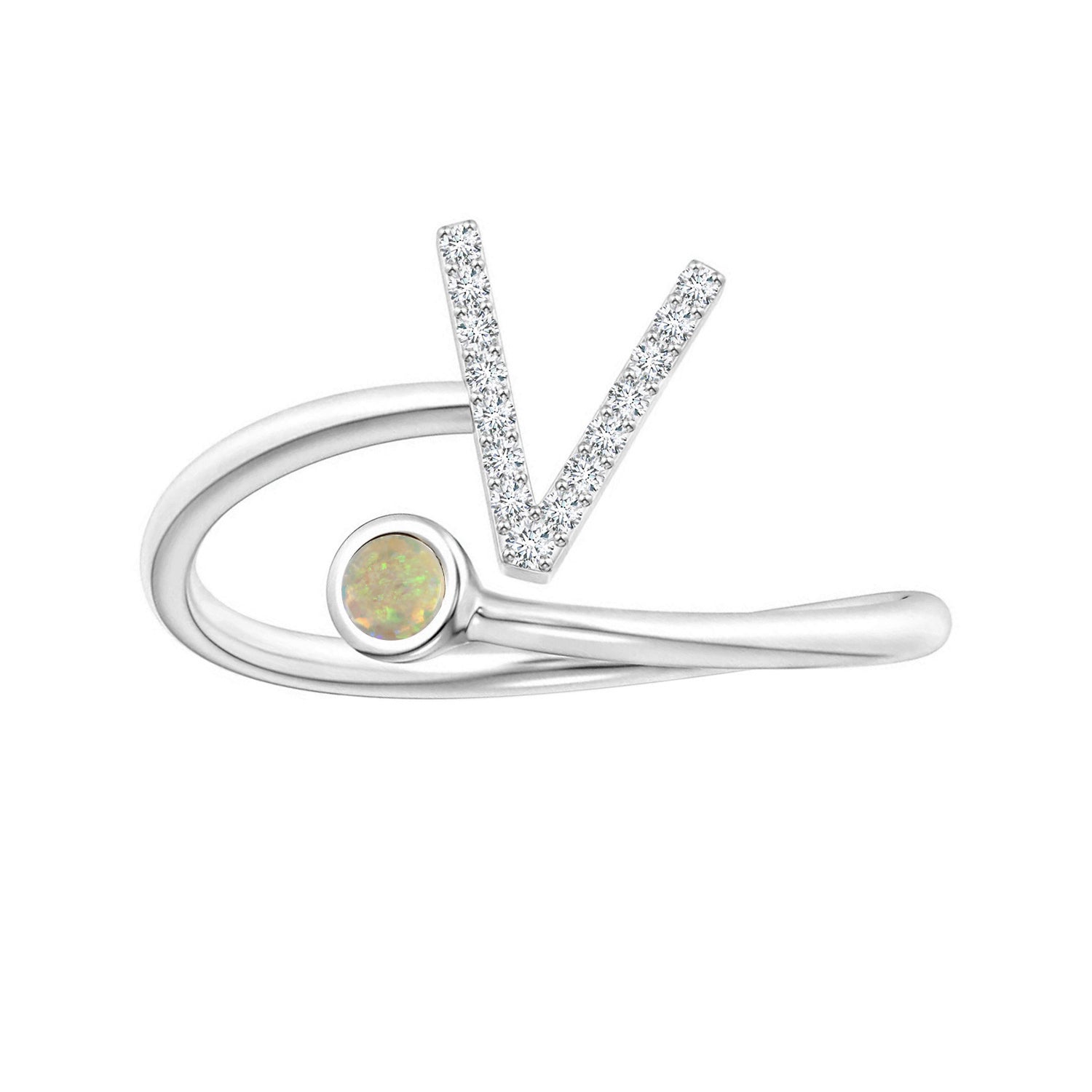 Initials Ethiopian Opal Alphabet Ring