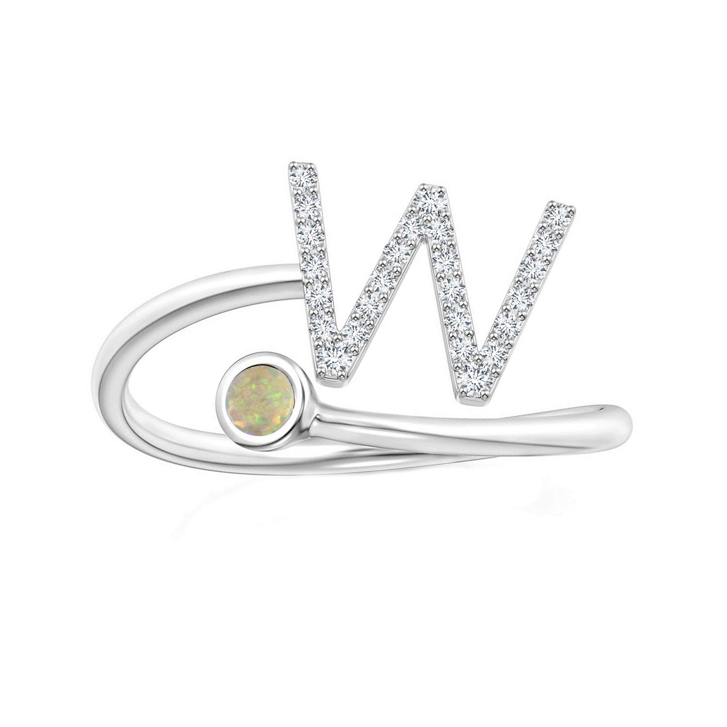 Initials Ethiopian Opal Alphabet Ring