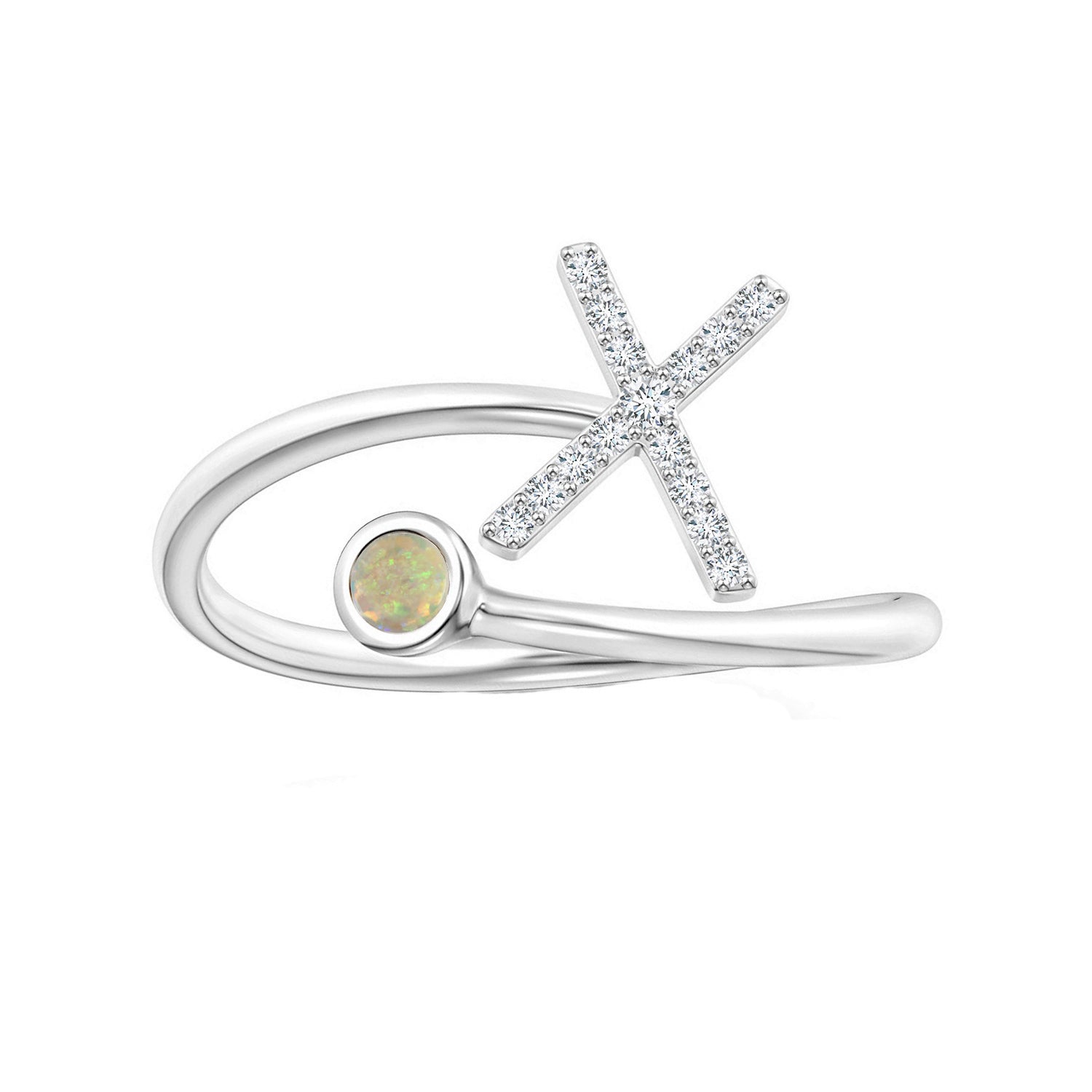 Initials Ethiopian Opal Alphabet Ring