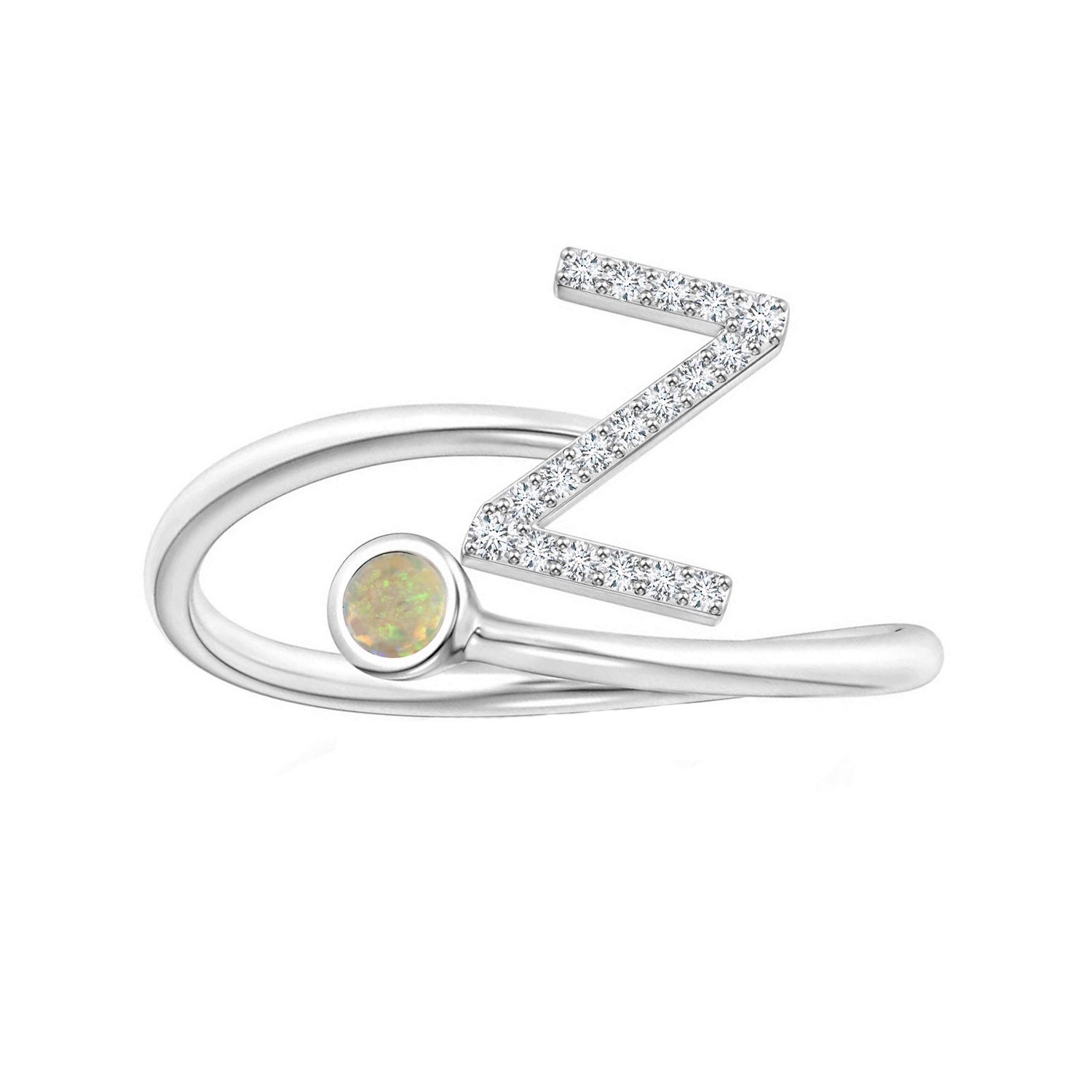 Initials Ethiopian Opal Alphabet Ring