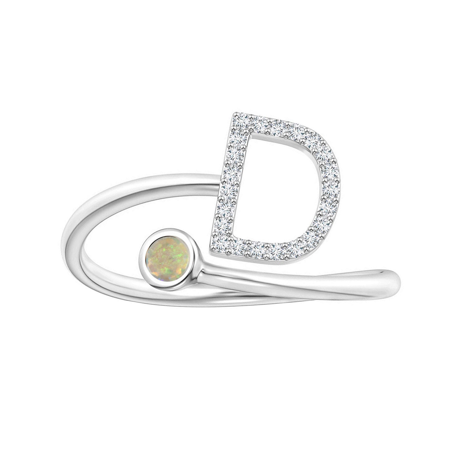 Initials Ethiopian Opal Alphabet Ring