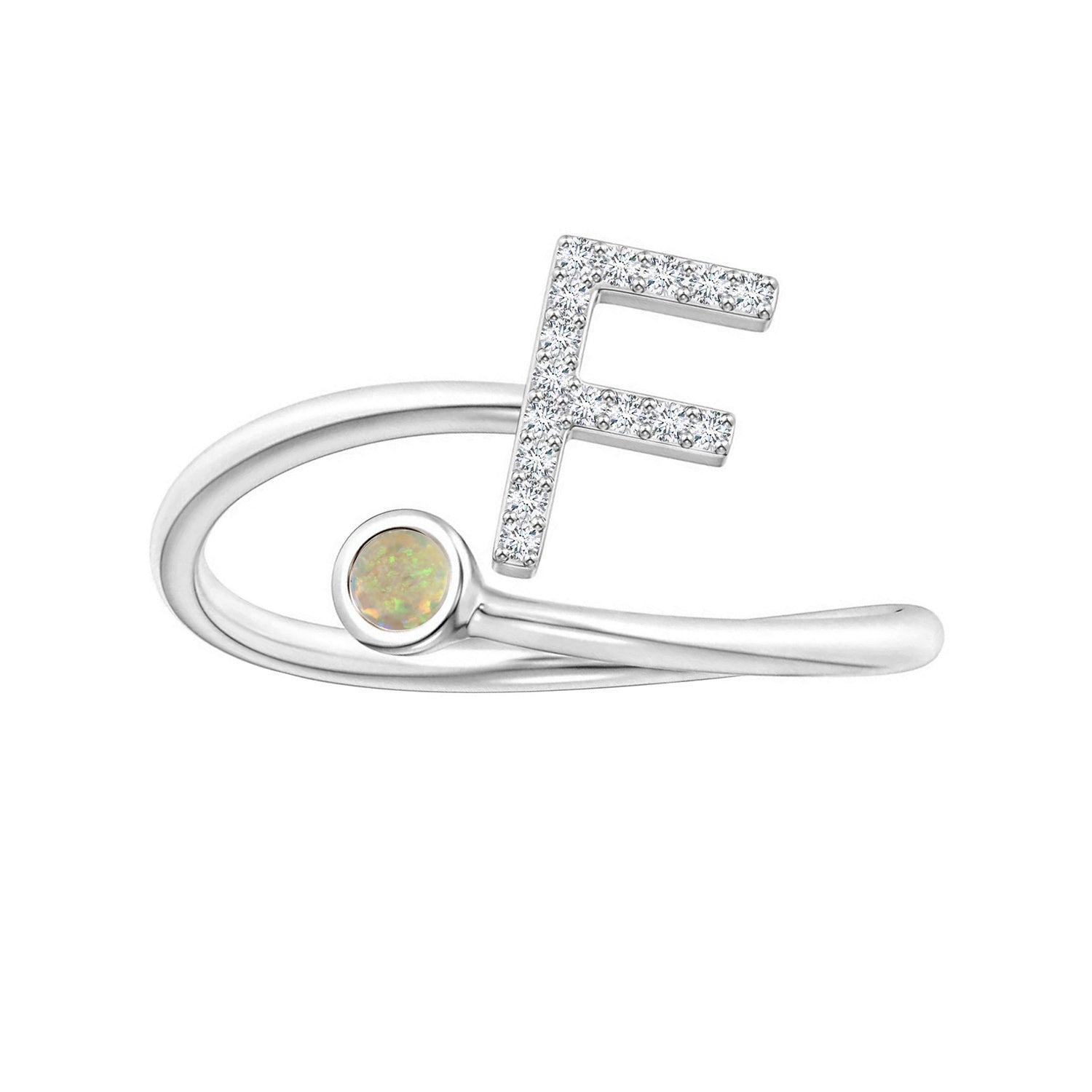 Initials Ethiopian Opal Alphabet Ring