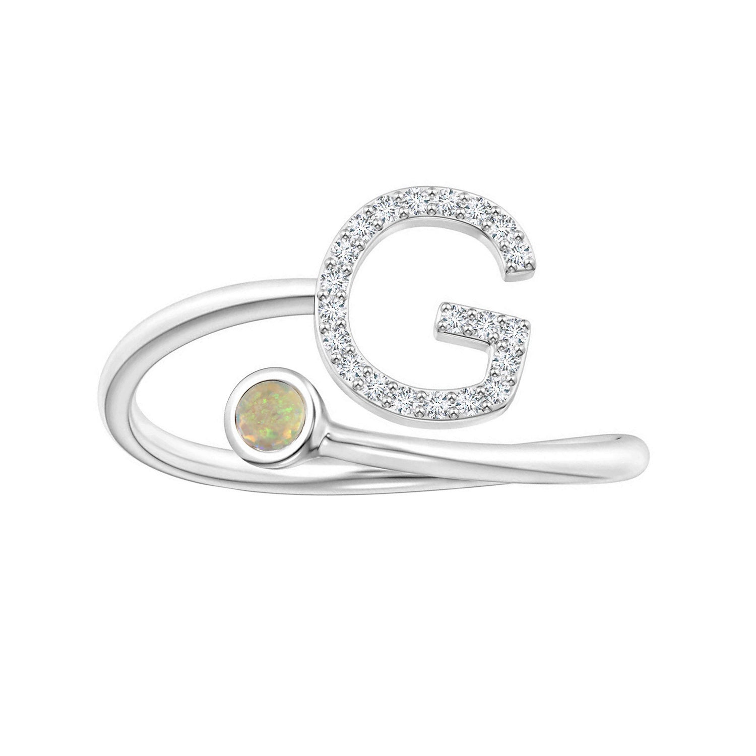 Initials Ethiopian Opal Alphabet Ring