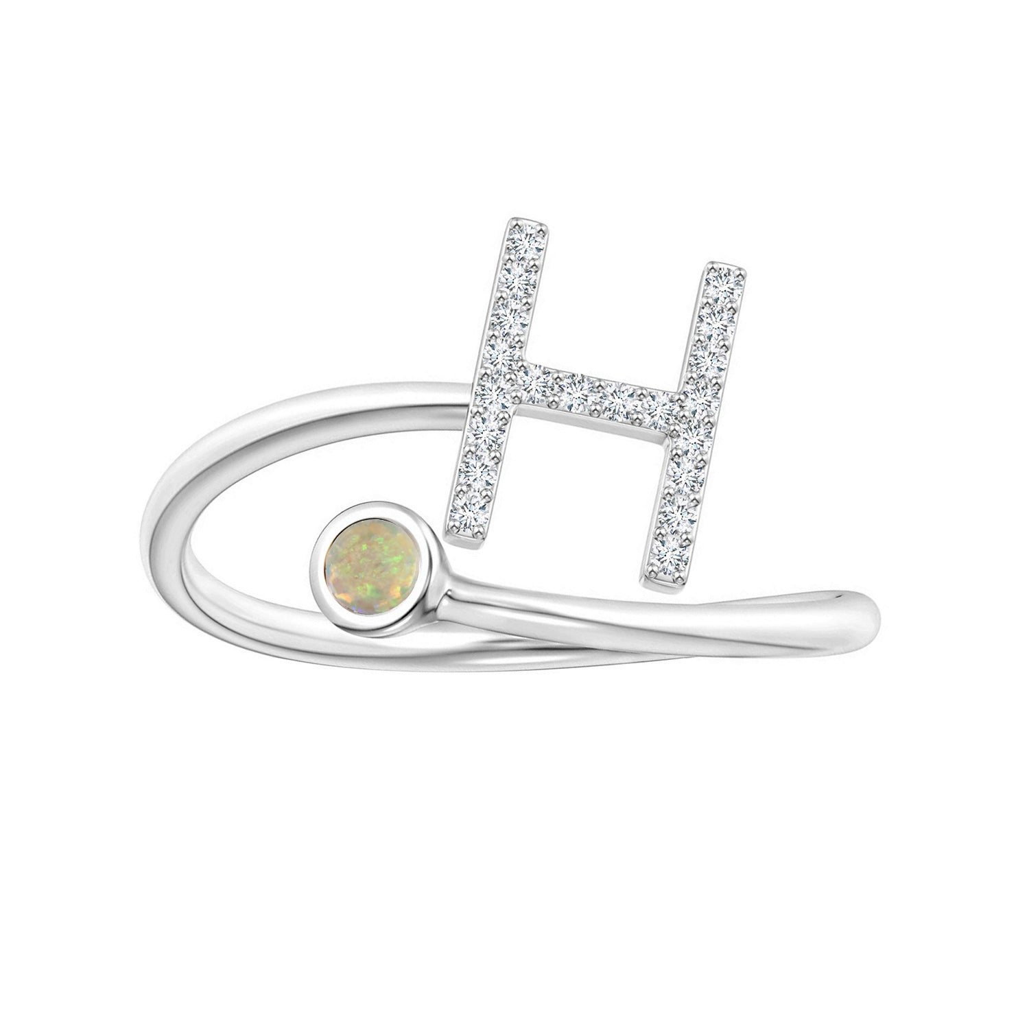 Initials Ethiopian Opal Alphabet Ring