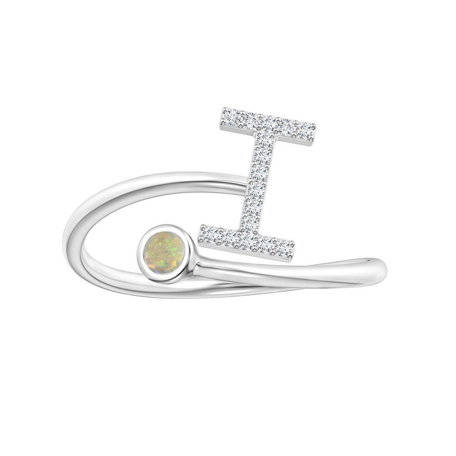 Initials Ethiopian Opal Alphabet Ring