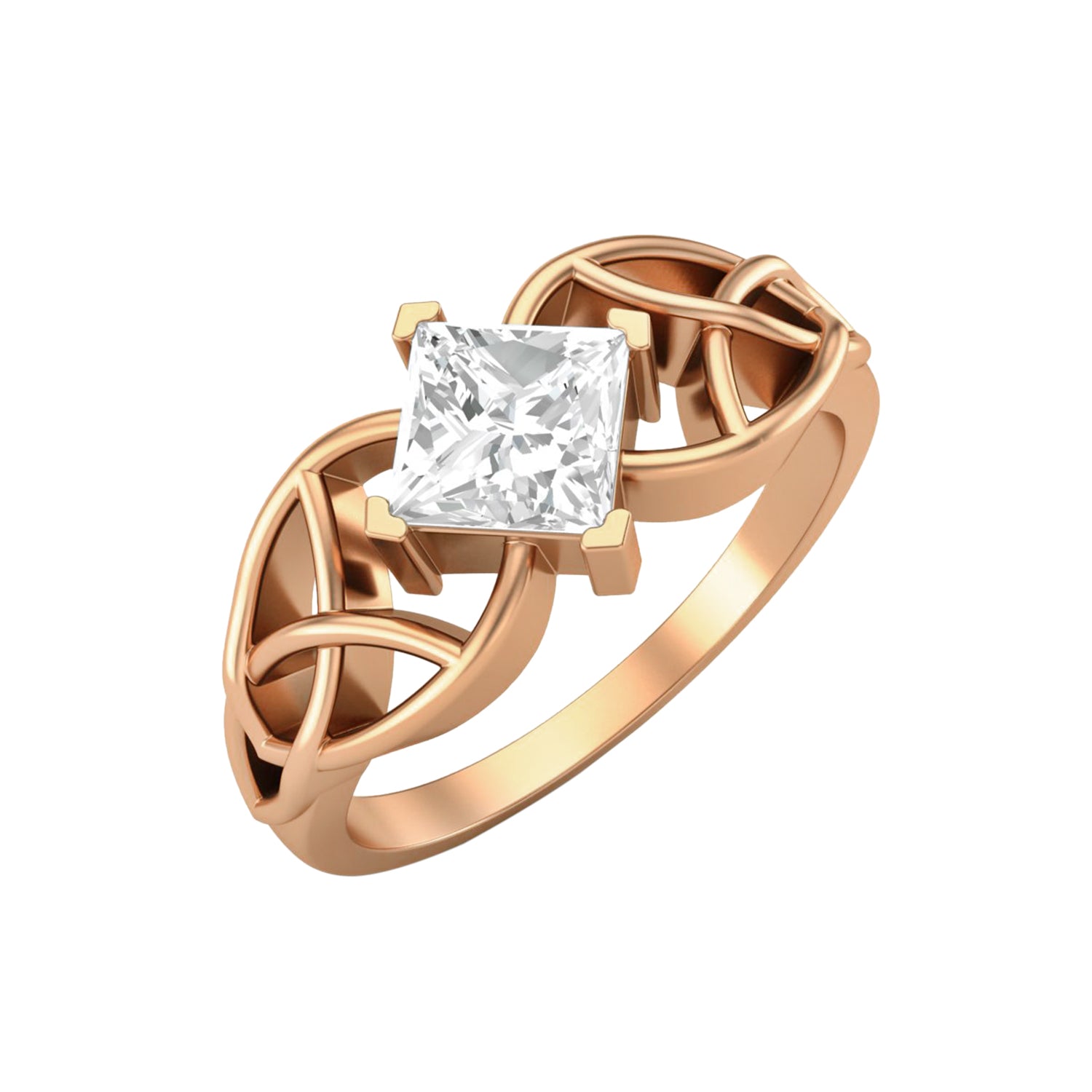 Moissanite Celtic Knot Design Ring – Sterling Silver
