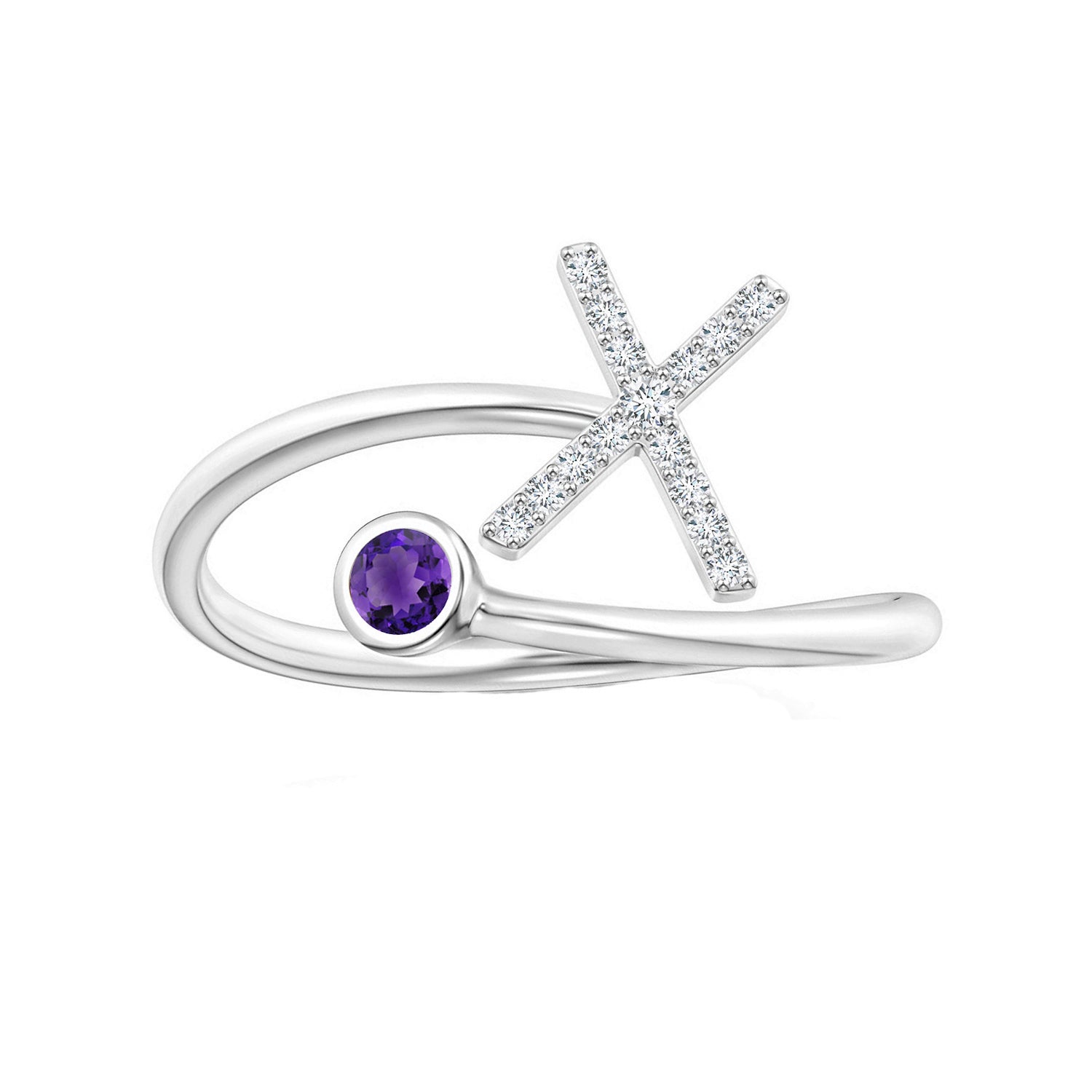 Initials Amethyst Alphabet Ring