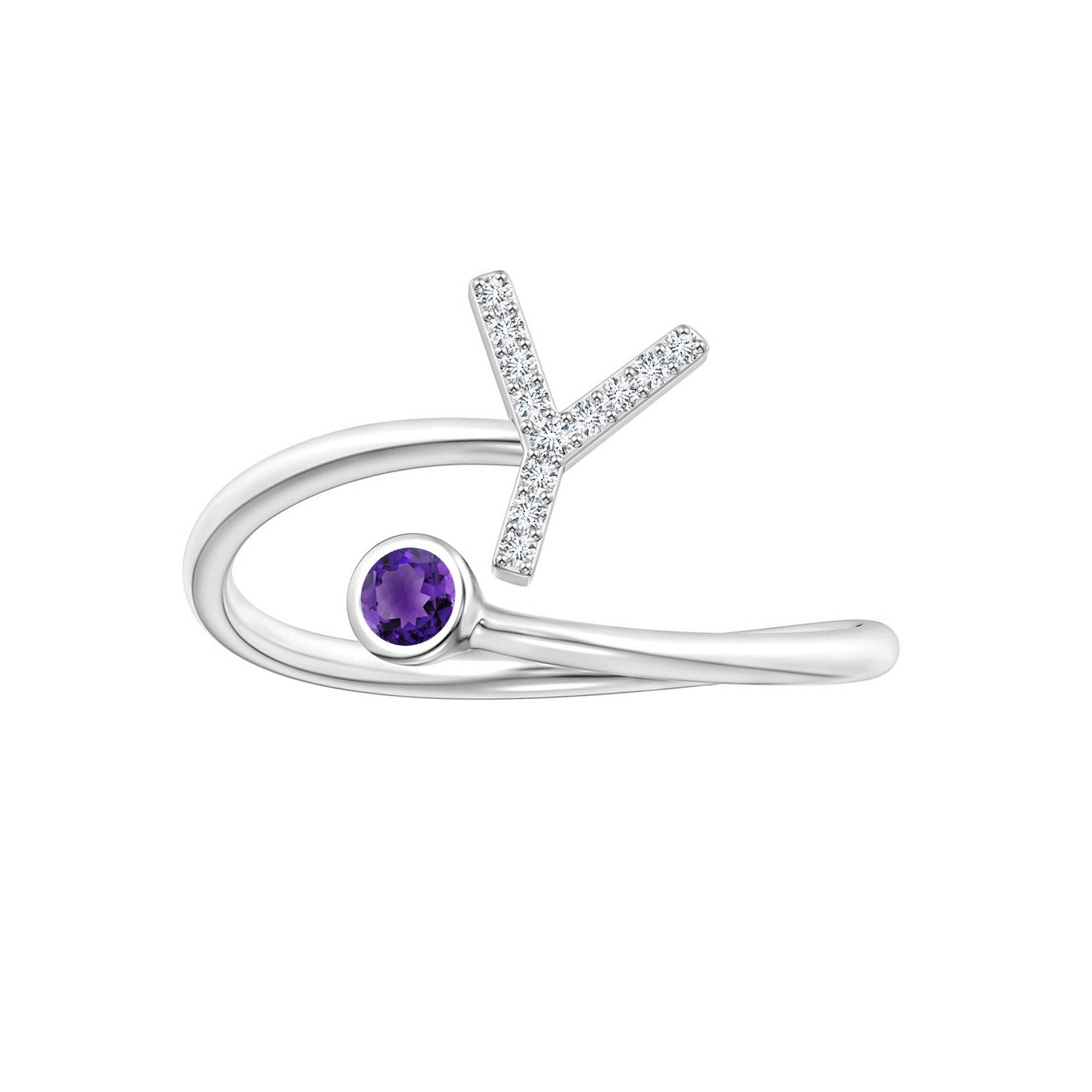 Initials Amethyst Alphabet Ring