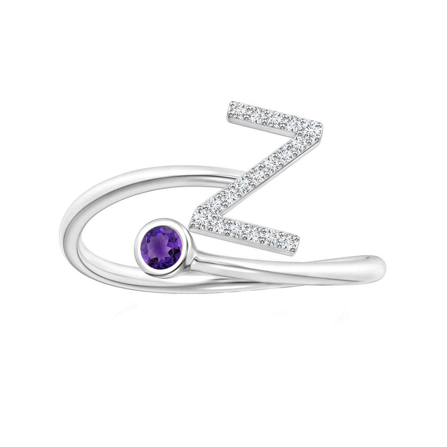 Initials Amethyst Alphabet Ring