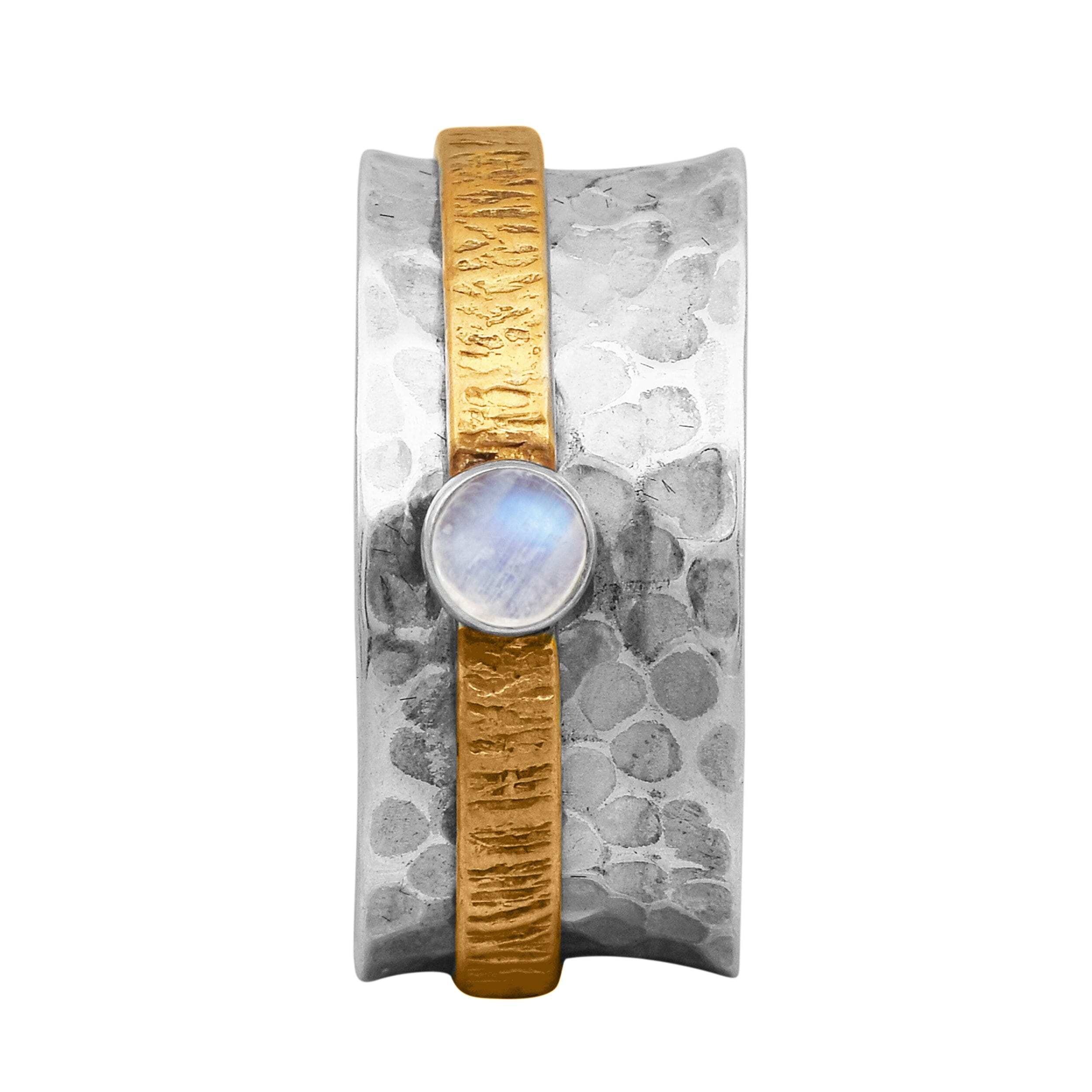 Moonstone Gold-Tone Silver Spinner Ring - Sterling Silver Rings SHINE JEWEL