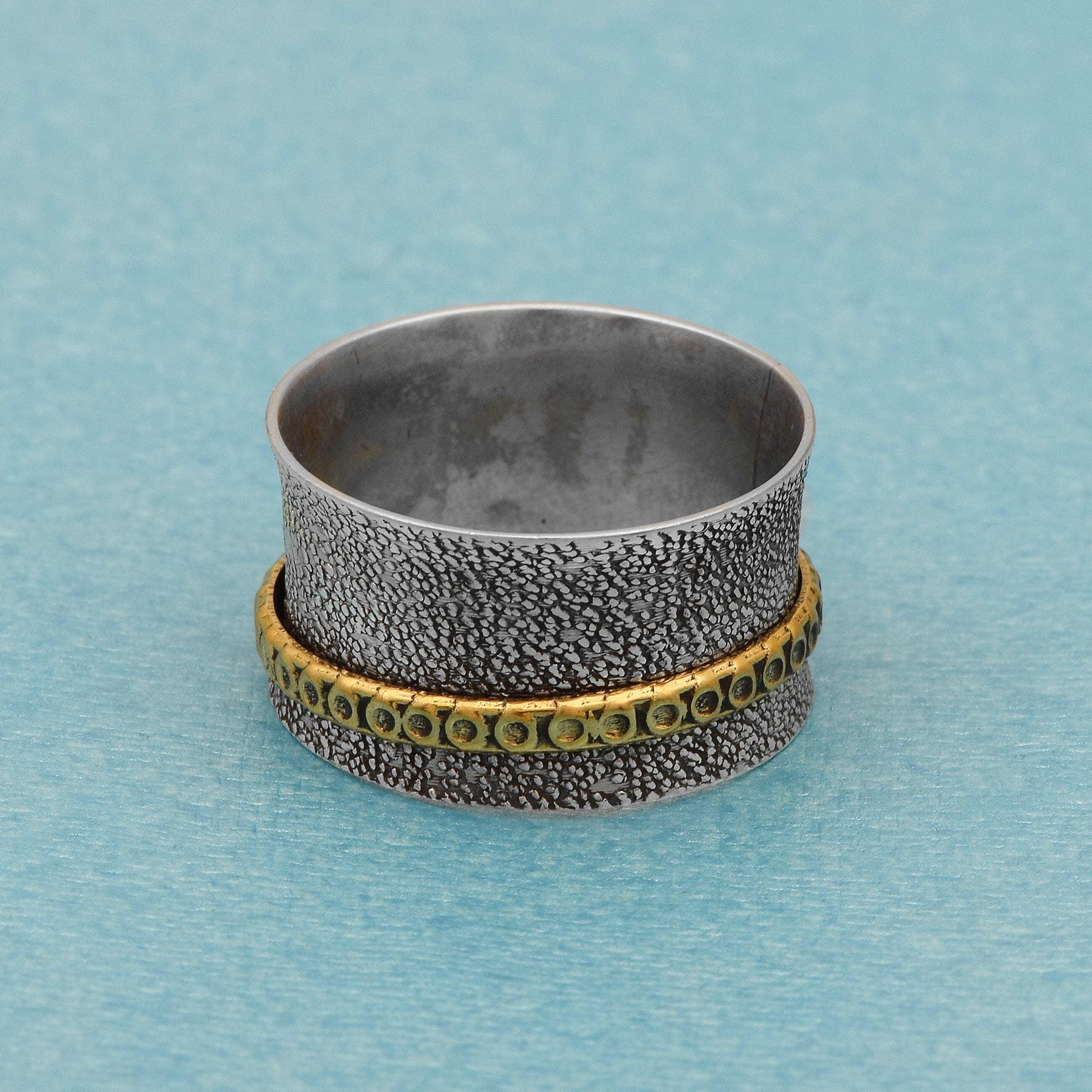 Textured Design Spinner Ring - Sterling Silver Rings SHINE JEWEL
