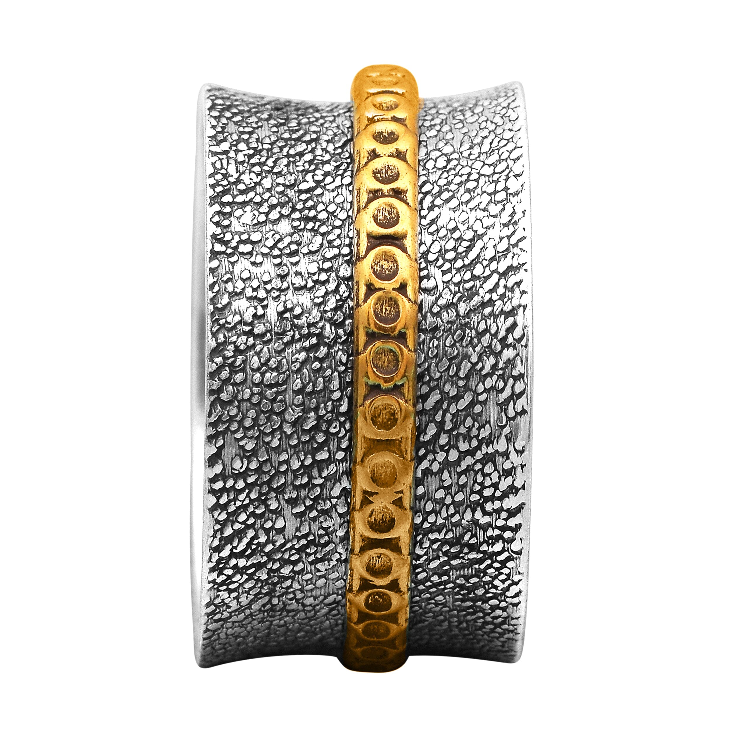 Textured Design Spinner Ring - Sterling Silver Rings SHINE JEWEL