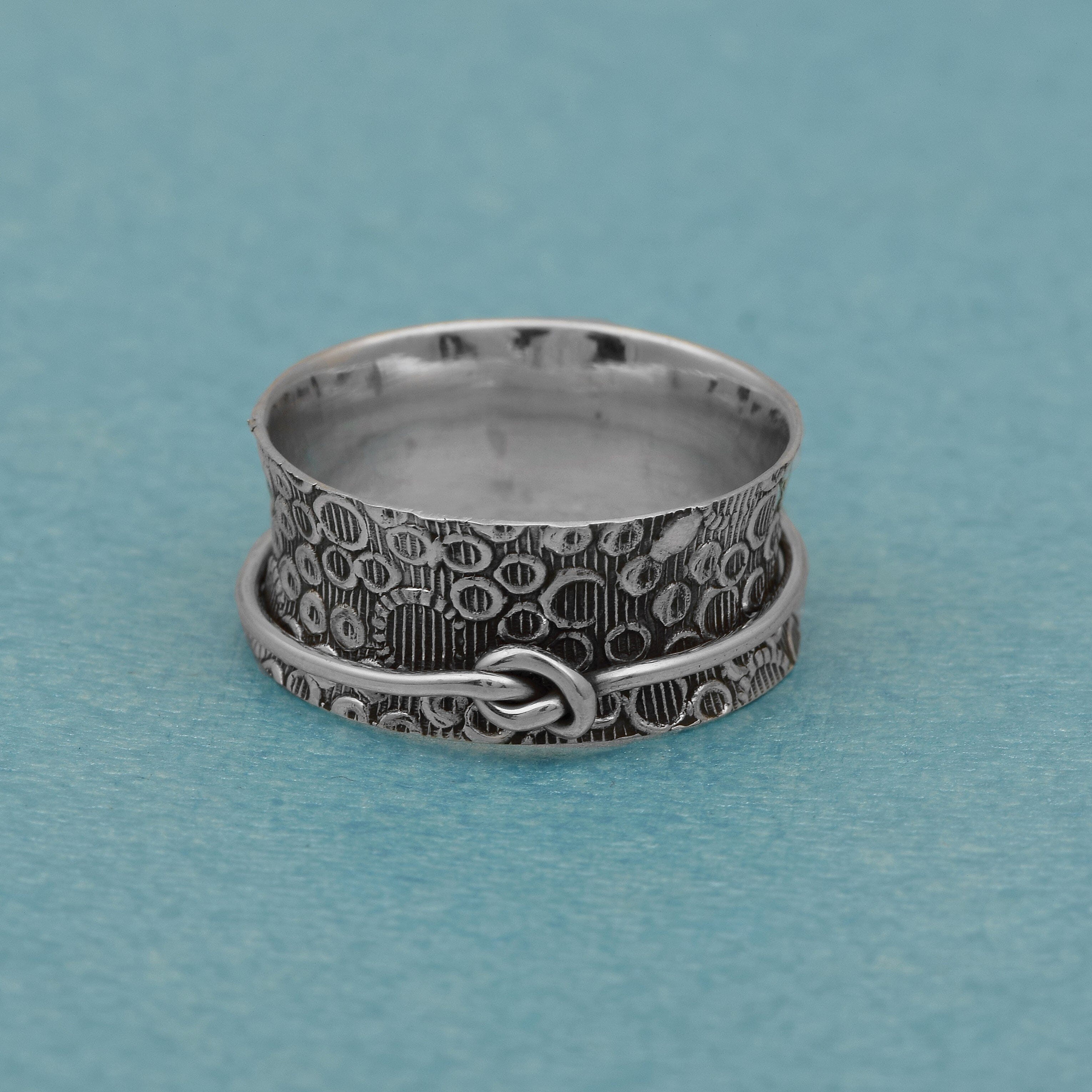 Textured Knot Spinner Ring - Sterling Silver Rings SHINE JEWEL
