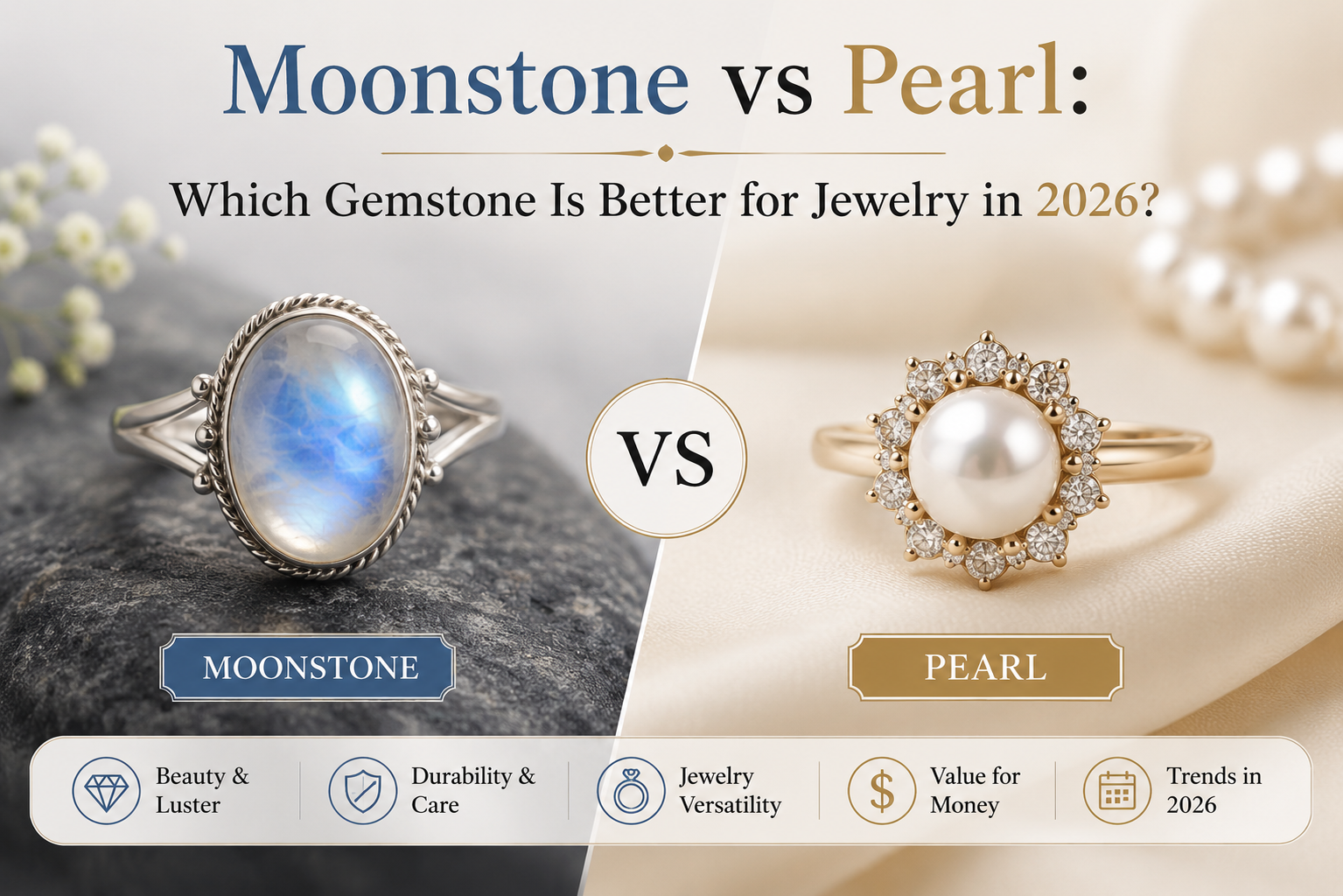 Moonstone vs Pearl: Which Gemstone Is Better for Jewelry in 2026?
