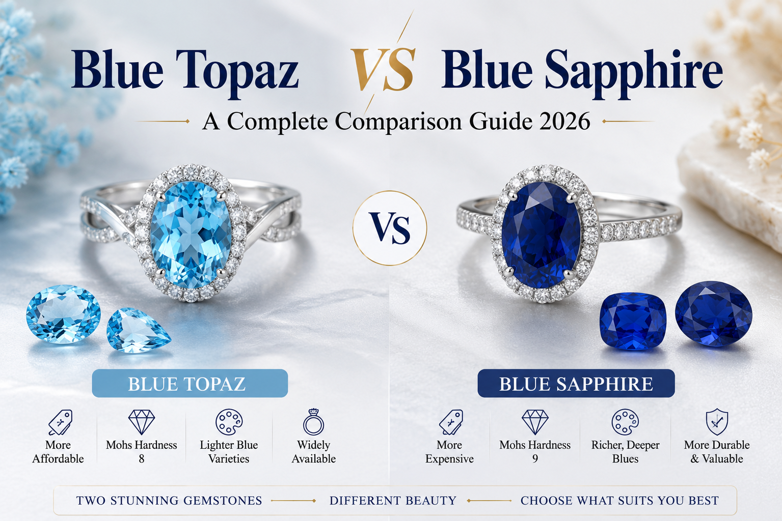 Blue Topaz vs Blue Sapphire