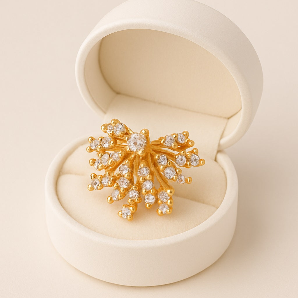 Perno da naso con pietra trasparente a grappolo floreale - Argento Sterling