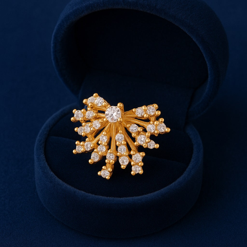 Perno da naso con pietra trasparente a grappolo floreale - Argento Sterling