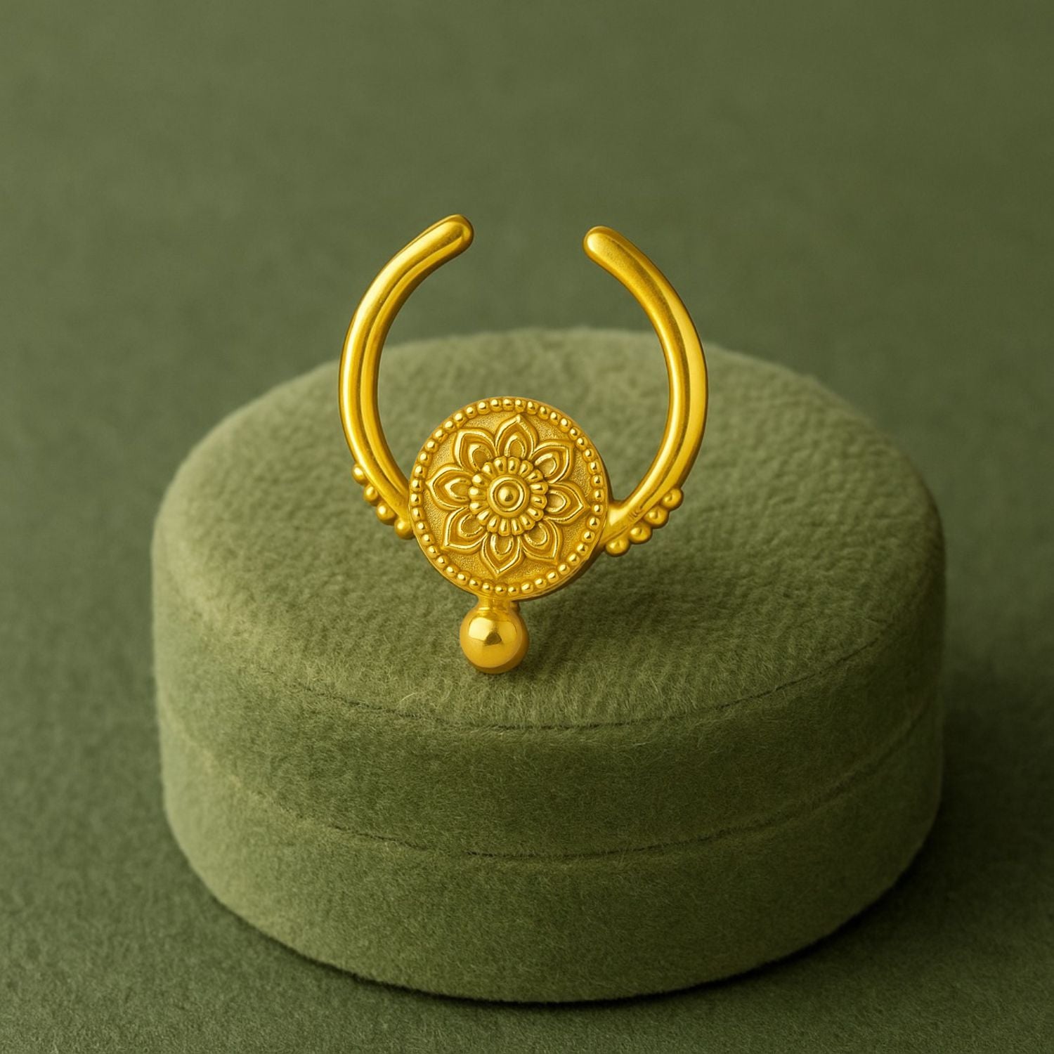 Floral Mandala Septum Nose Pin – Sterling Silver Gold Plated