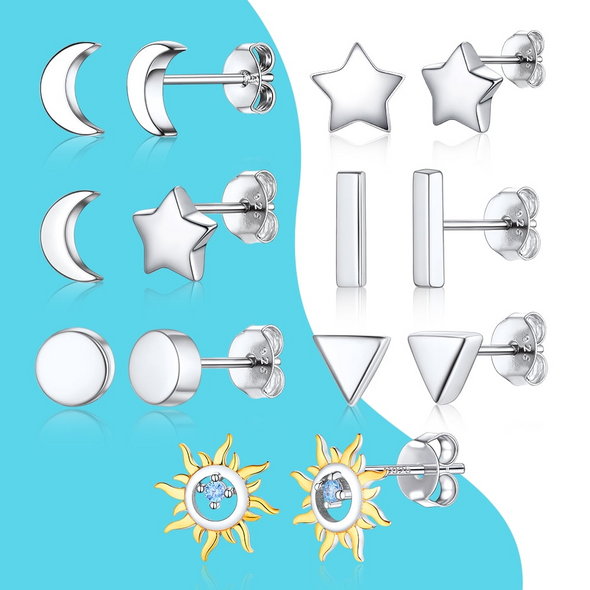 925 Sterling Silver Multi Design Tiny Stud Women Earrings Gift For Her