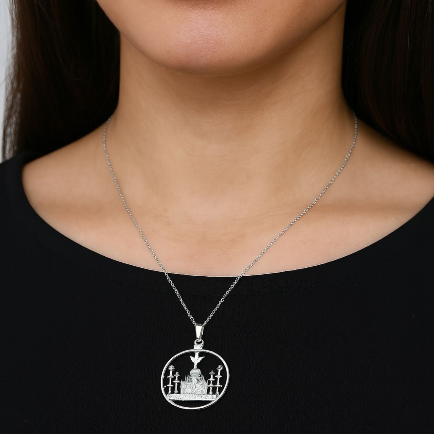 Mosque Pendant Islamic Religious Design - Sterling Silver