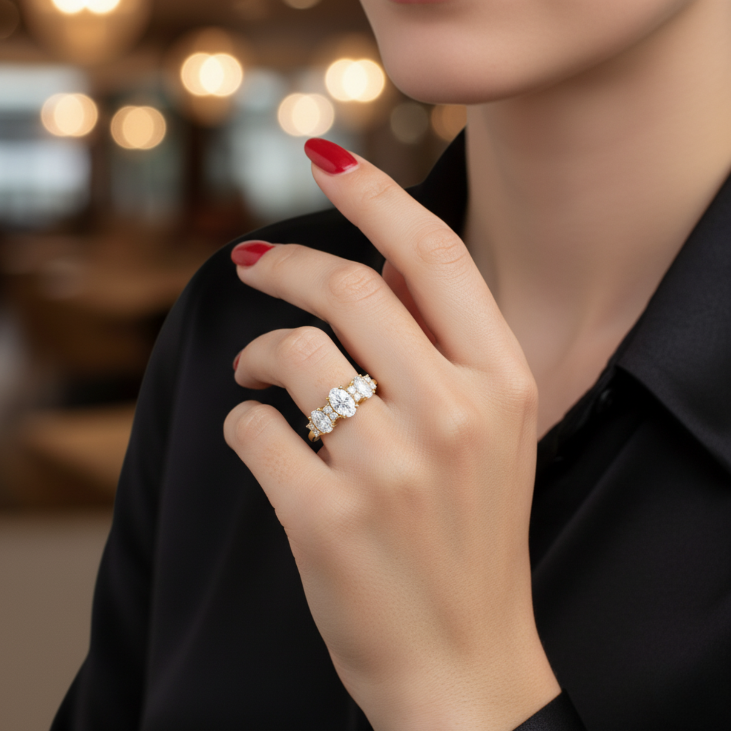 Moissanite Elegant Eternity Band Ring – Sterling Silver
