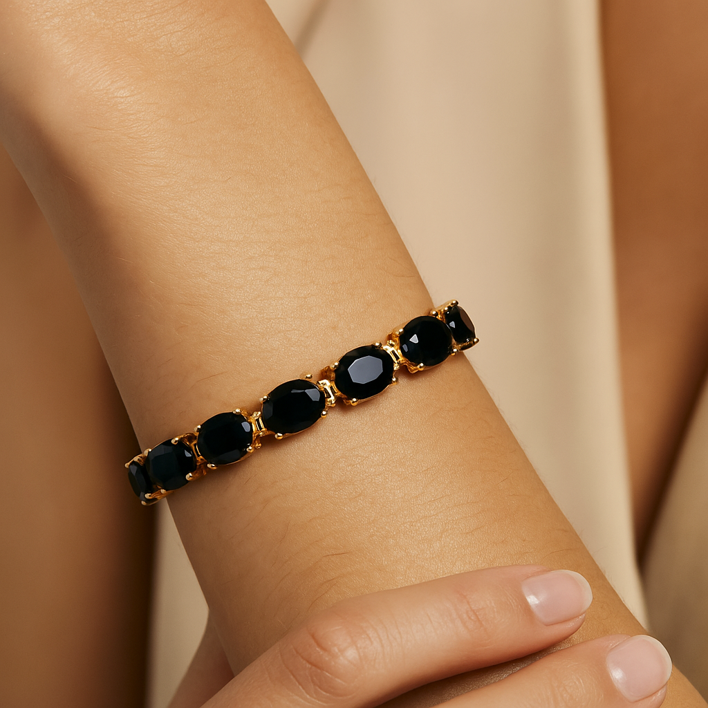 Black Spinel Tennis Bracelet – 925 Sterling Silver