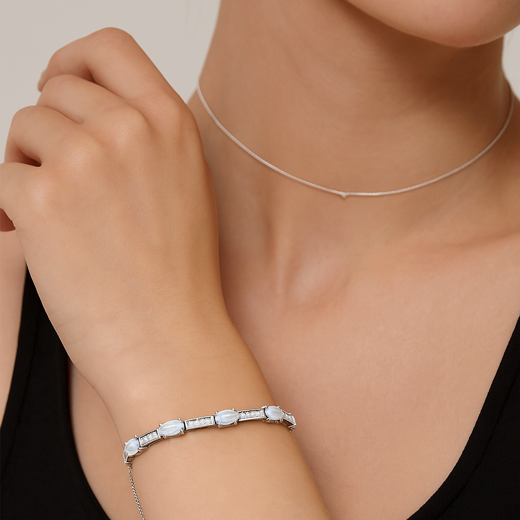 Moonstone Tennis Bracelet – 925 Sterling Silver