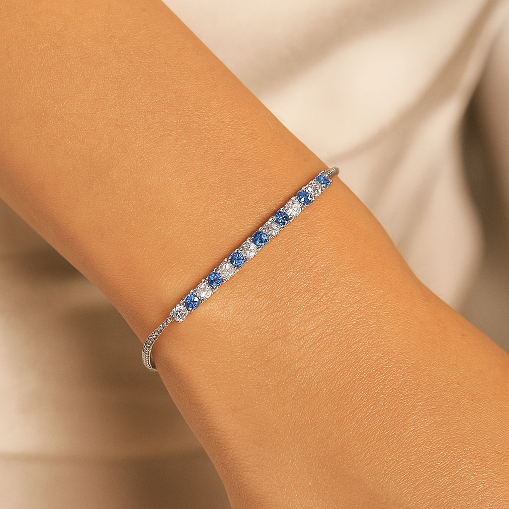 Blue Cz Tennis Bracelet – 925 Sterling Silver