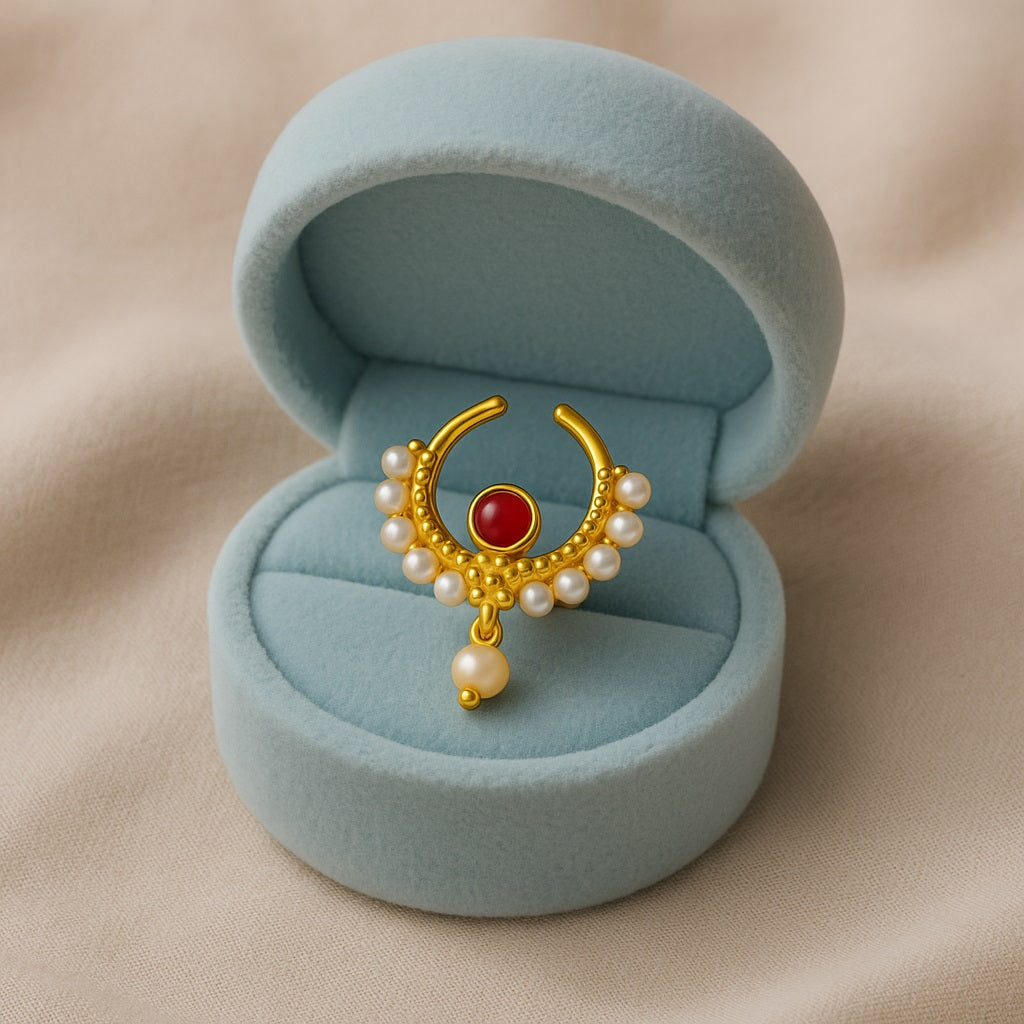 Perno da naso con pietra trasparente a grappolo floreale - Argento Sterling