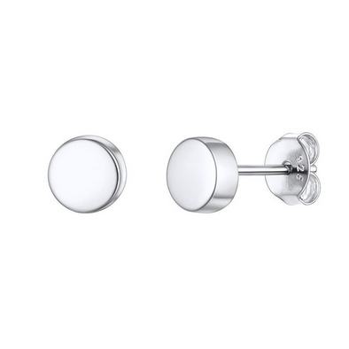 Round Disc Stud Earrings