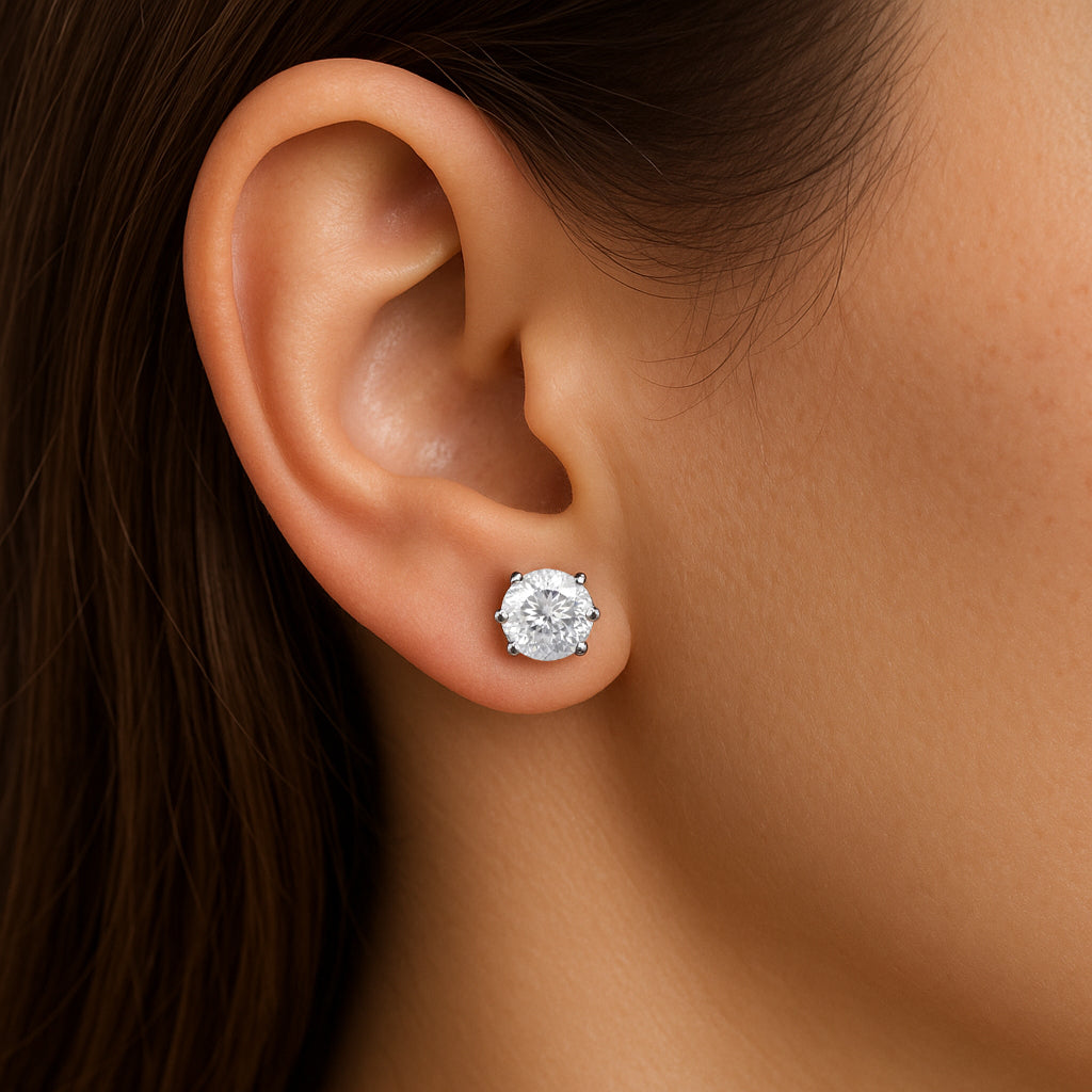 2.00 Ctw Portuguese Cut 161 Facets Moissanite Stud