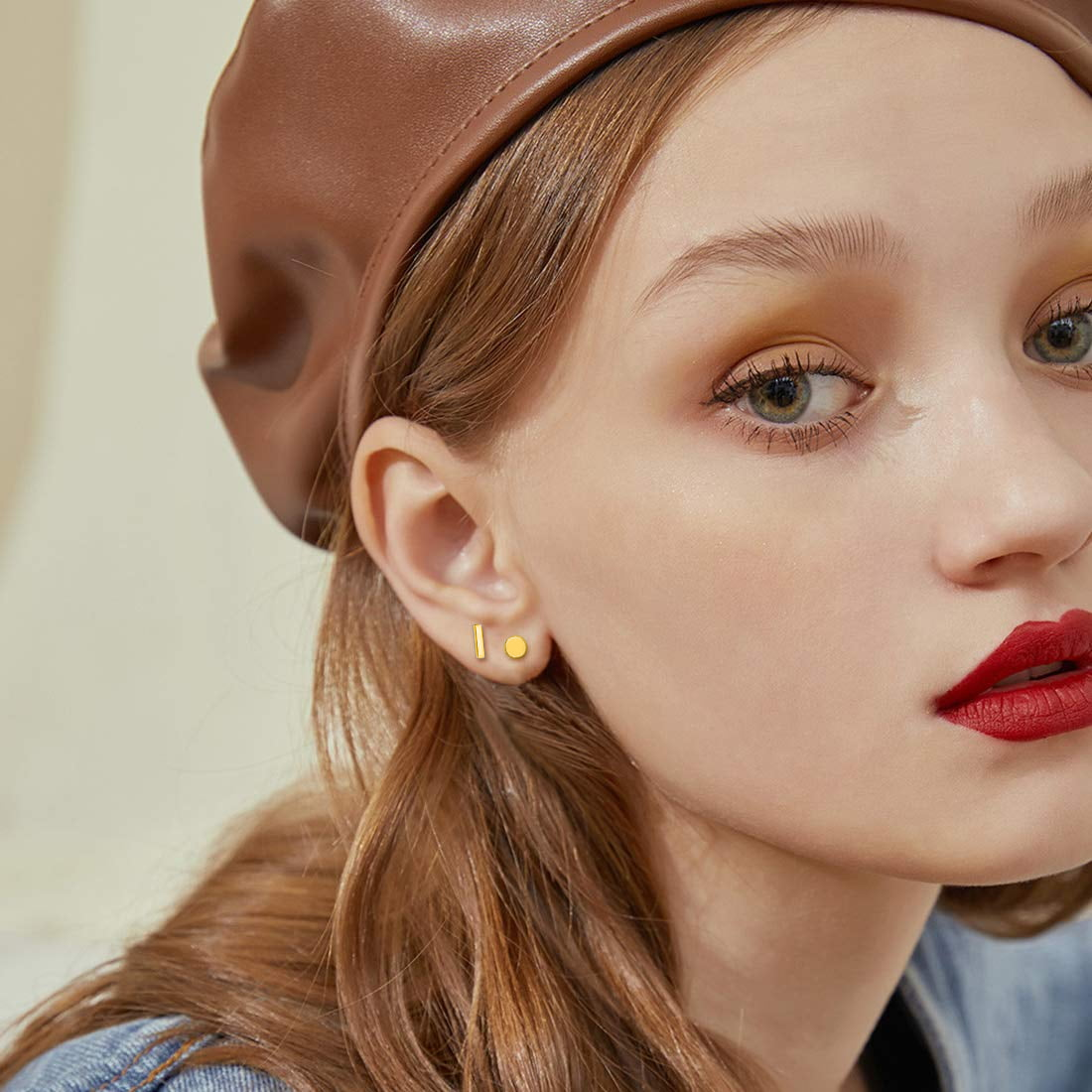 Round Disc Stud Earrings