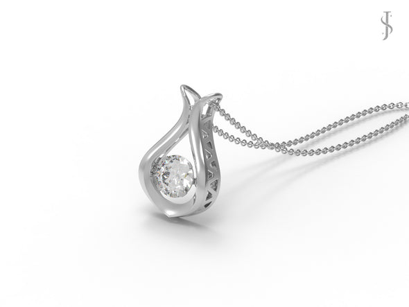 925 Sterling Silver 0.60 Ctw Moissanite Diamond Solitaire Pendant Necklace