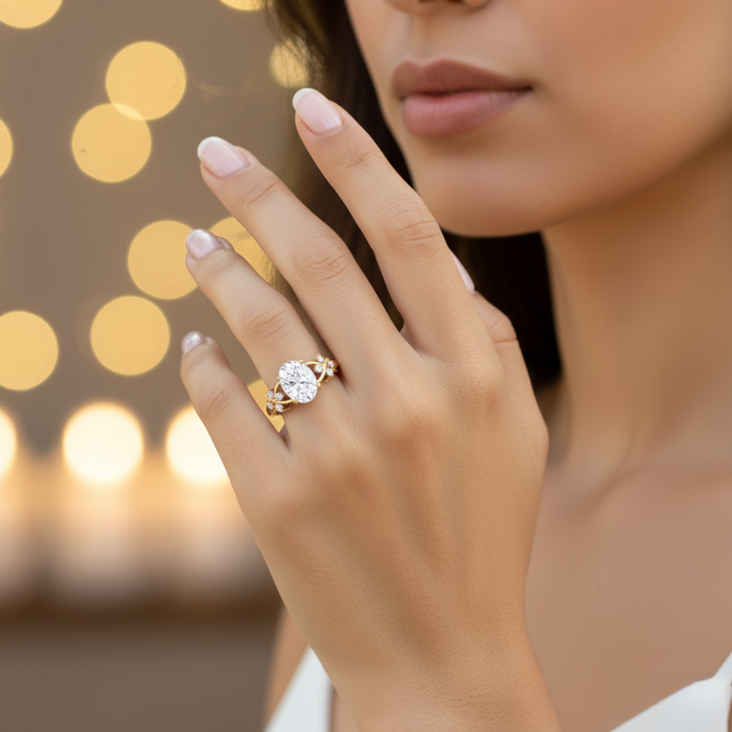 Moissanite Vine-Inspired Ring – Sterling Silver
