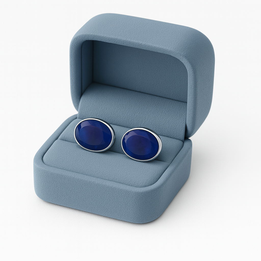 Oval Blue Lapis Lazuli Cufflinks – Sterling Silver