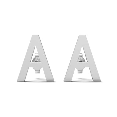 Initial "A" Monogram Stud Earring – Sterling Silver