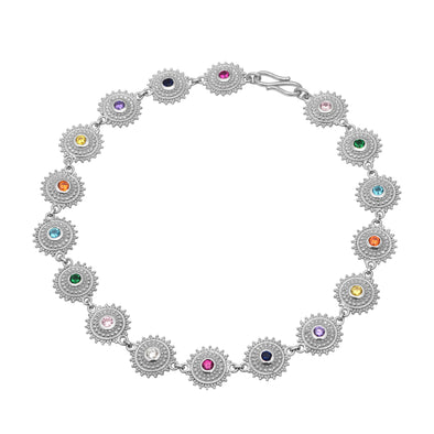 Multi Gemstone Anklet For Women 925 Sterling Silver Anklet Round Shaped Stone Anklet Jewelry