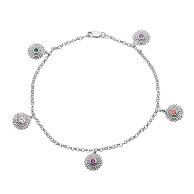 Multicolor Stone Anklet 925 Sterling Silver Anklet For Women Handmade Jewelry Birthday Gift For Her