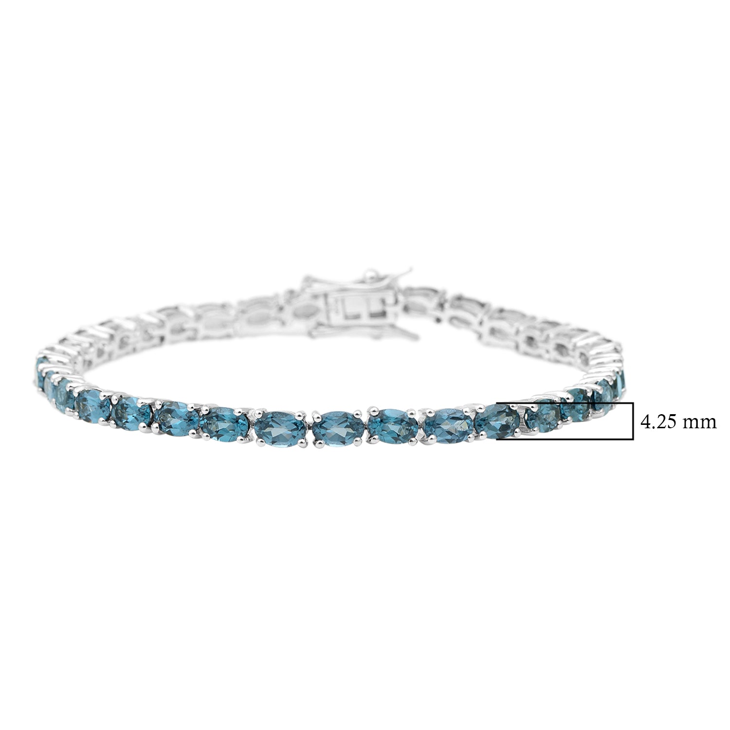 Teal blue lab grown spinel Oval Tennis Bracelet - Sterling Silver